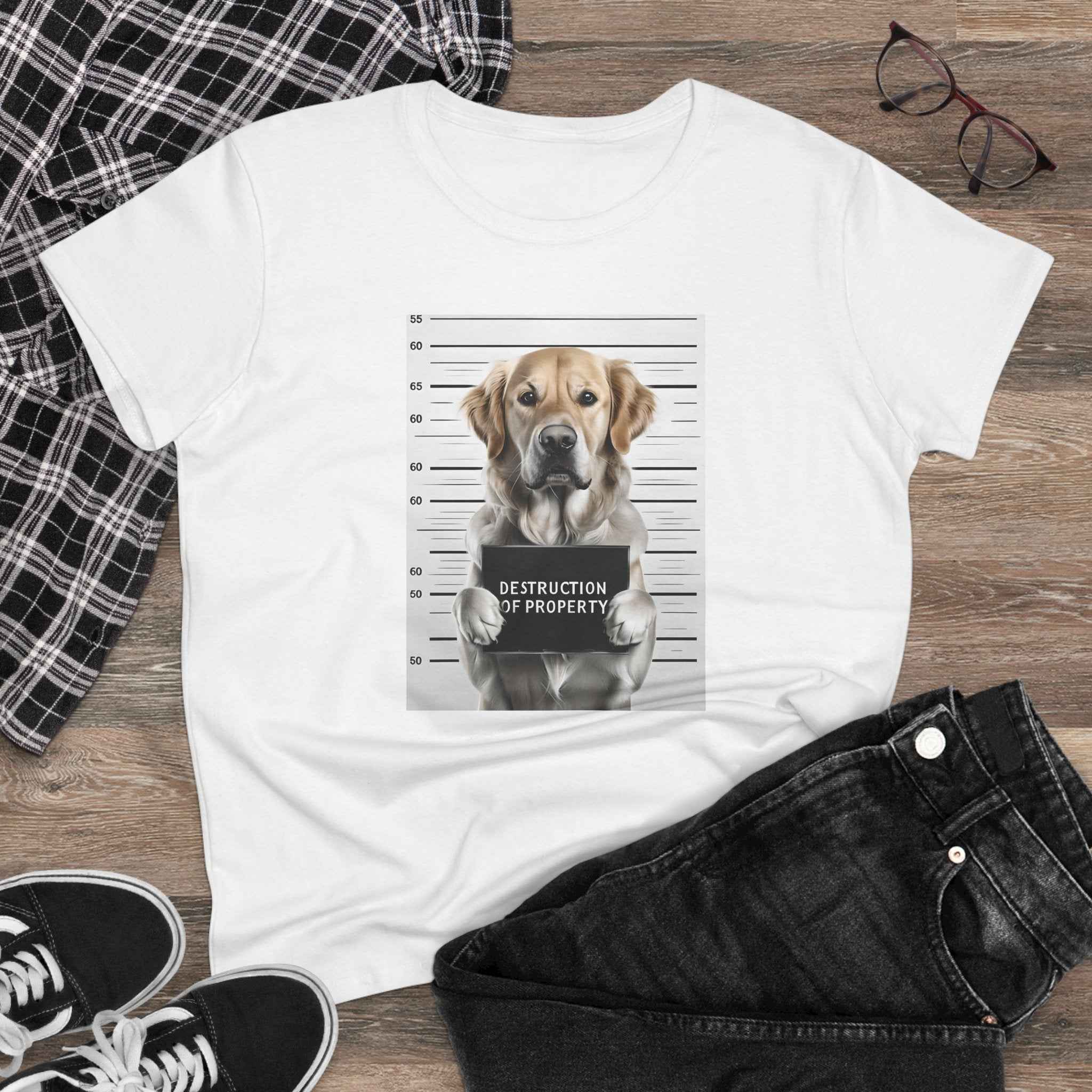 Playful Dog Mugshot Tee for Animal Lovers, Funny Shirt, Gift for Dog Moms, Pet Lovers Apparel, Cute Cotton Tee