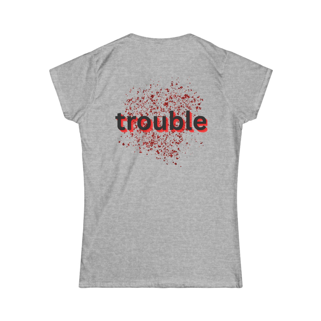 Angel (front) / Trouble (back) Women's Tee — Playful Contrast Graphic Shirt