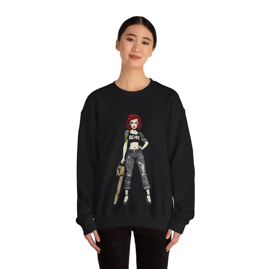 AC/DC Inspired Unisex Heavy Blend™ Comic Style, Rock Band Graphic, Music Lover Gift, Graphic Crewneck, Pop Art Print, Retro Sweatshirt