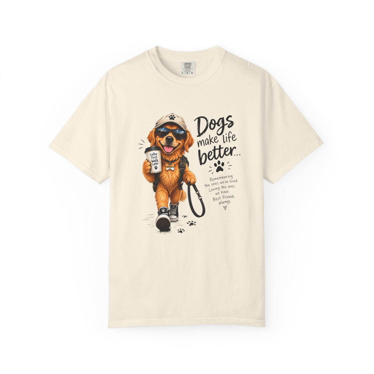 Dog Lovers Golden Retriever T‑Shirt — "Dogs Make Life Better" Graphic Tee
