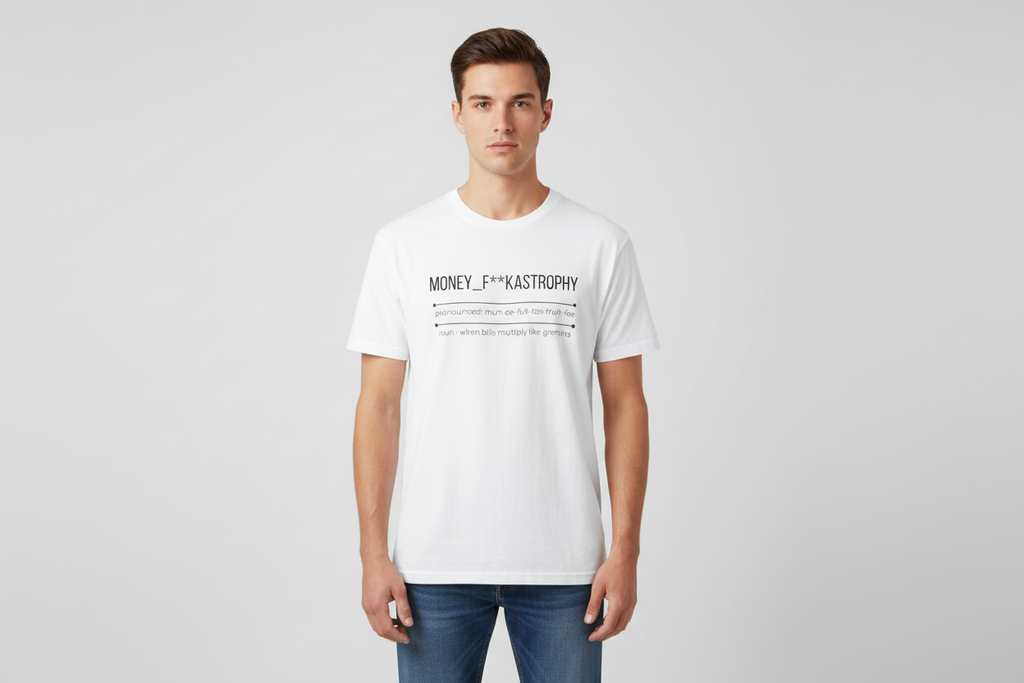 MONEY F**KASTROPHY Shirt – Funny Financial Chaos Tee | Relatable Graphic T-Shirt