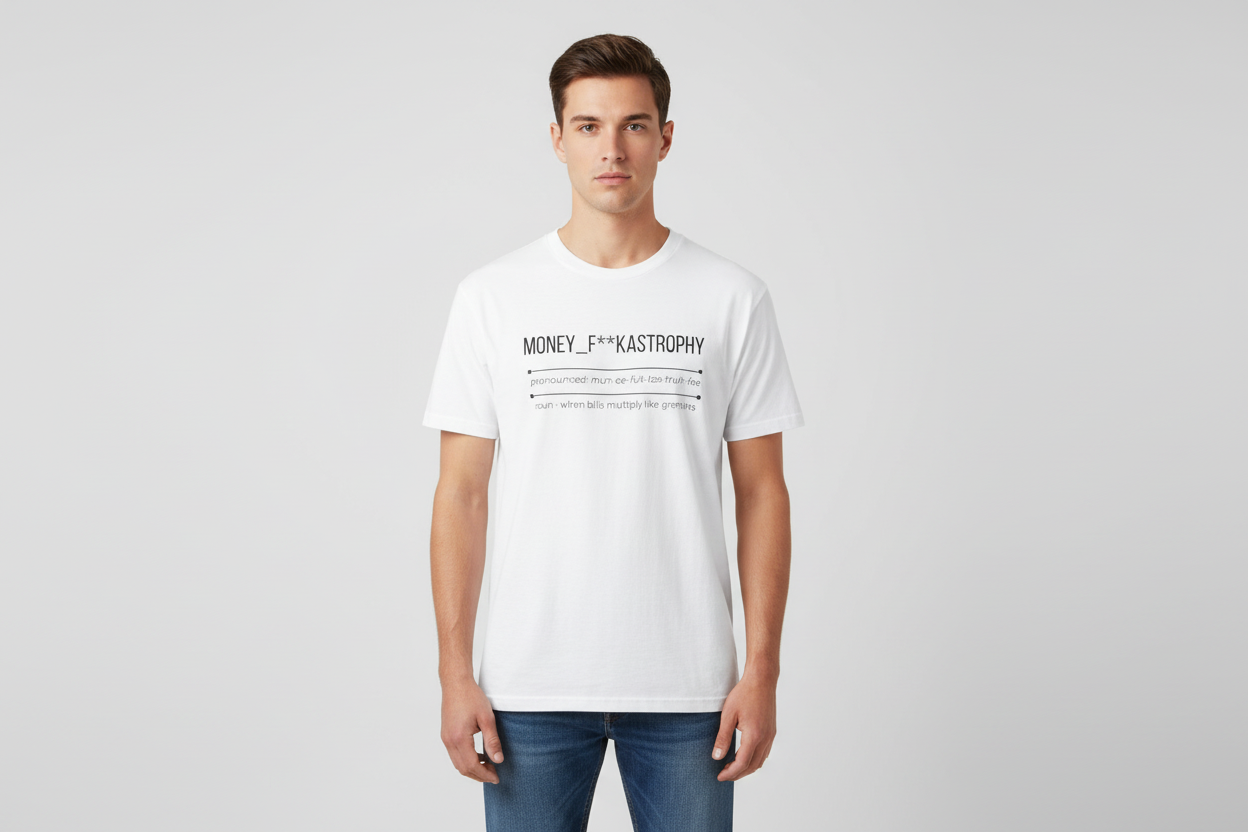 MONEY F**KASTROPHY Shirt – Funny Financial Chaos Tee | Relatable Graphic T-Shirt