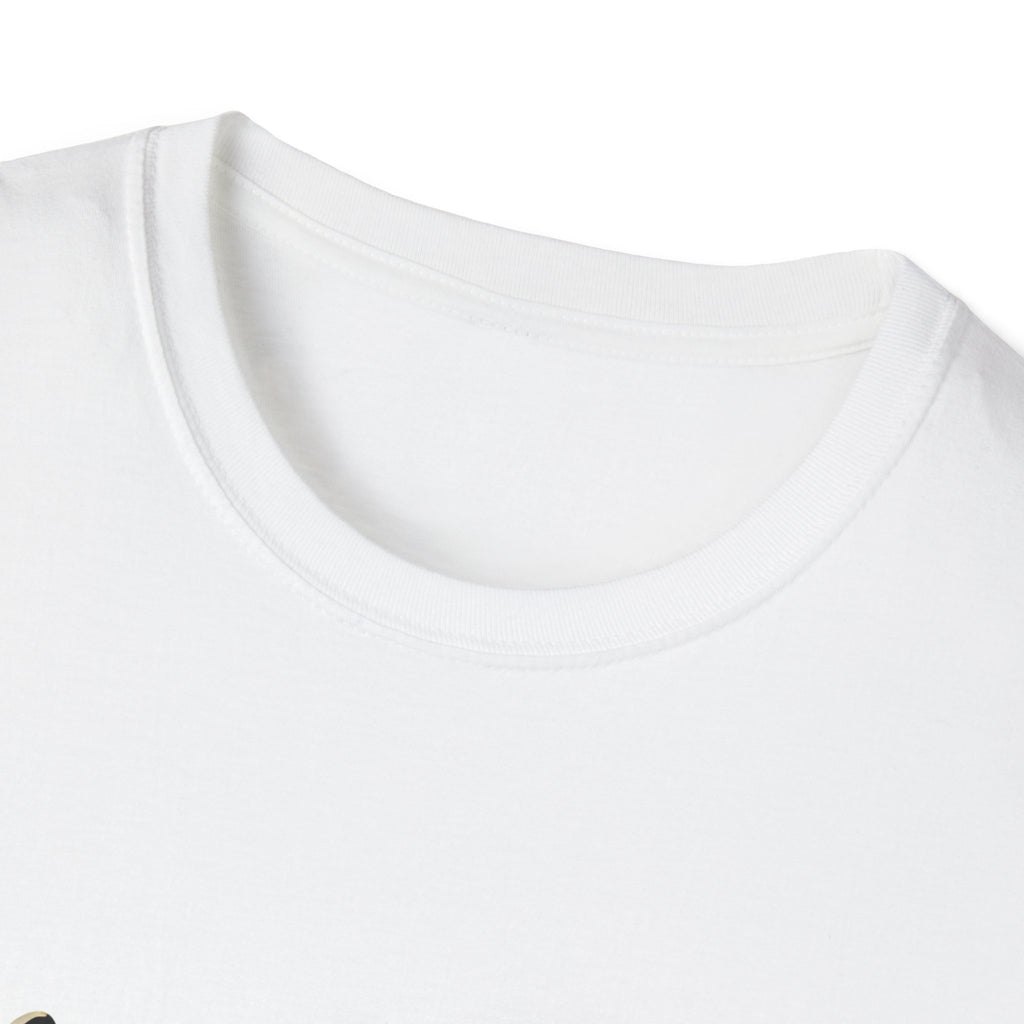 White unisex crew-neck T-shirt neckline close-up