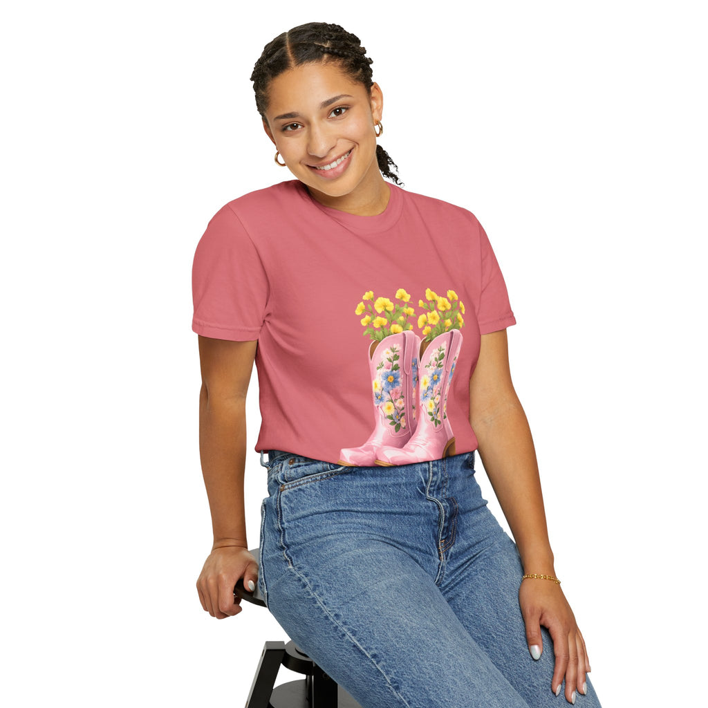 Walk A Mile Smiling T-Shirt – Cowboy Boot Graphic Tee