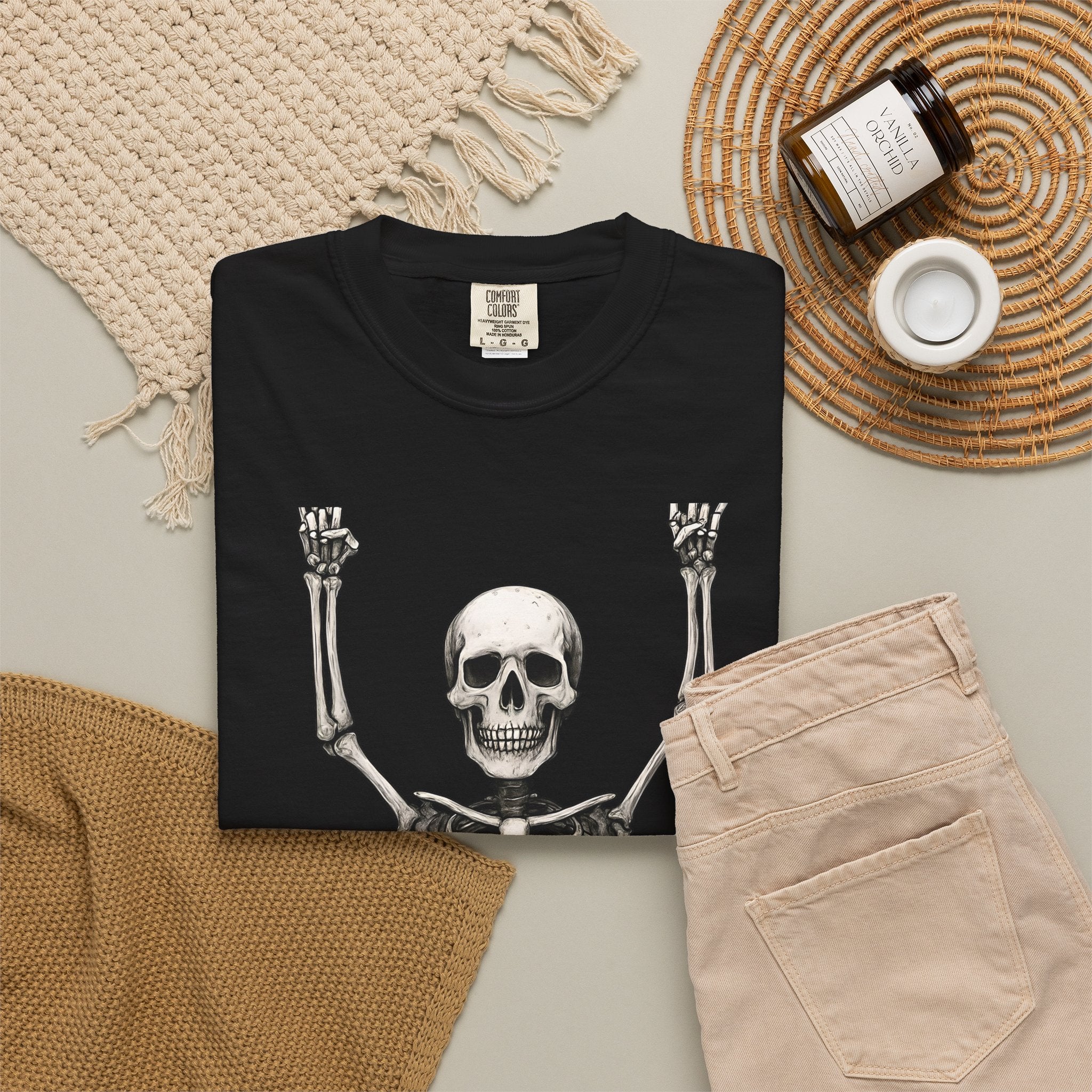 Hands Up, Vintage T-Shirt Skeleton Unisex Graphic