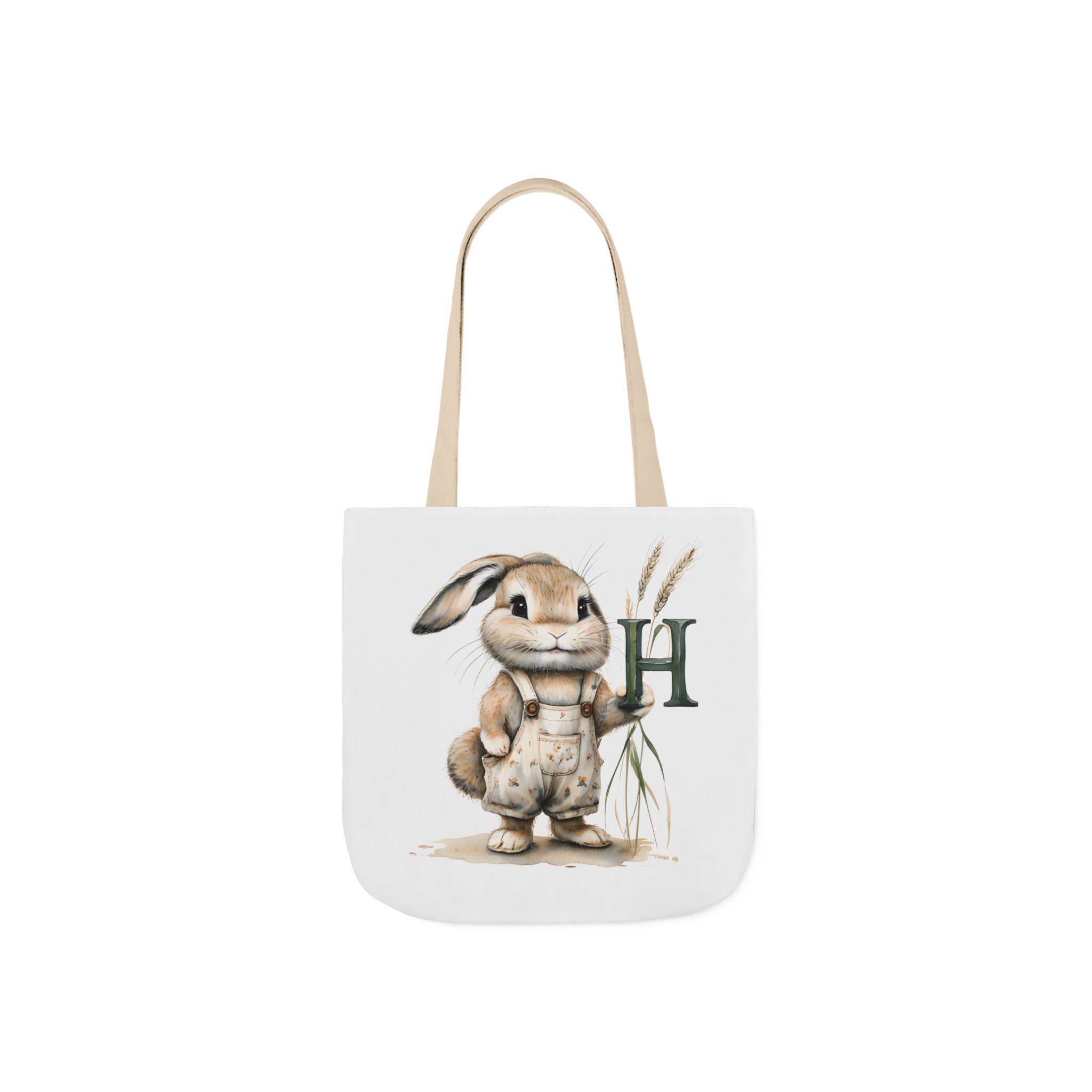 Cute Letter H Bunny Canvas Tote Bag, Ideal for Spring, Easter, Gardening, Eco-Friendly Shopping, Gift for Animal Lovers, Reusable Bag