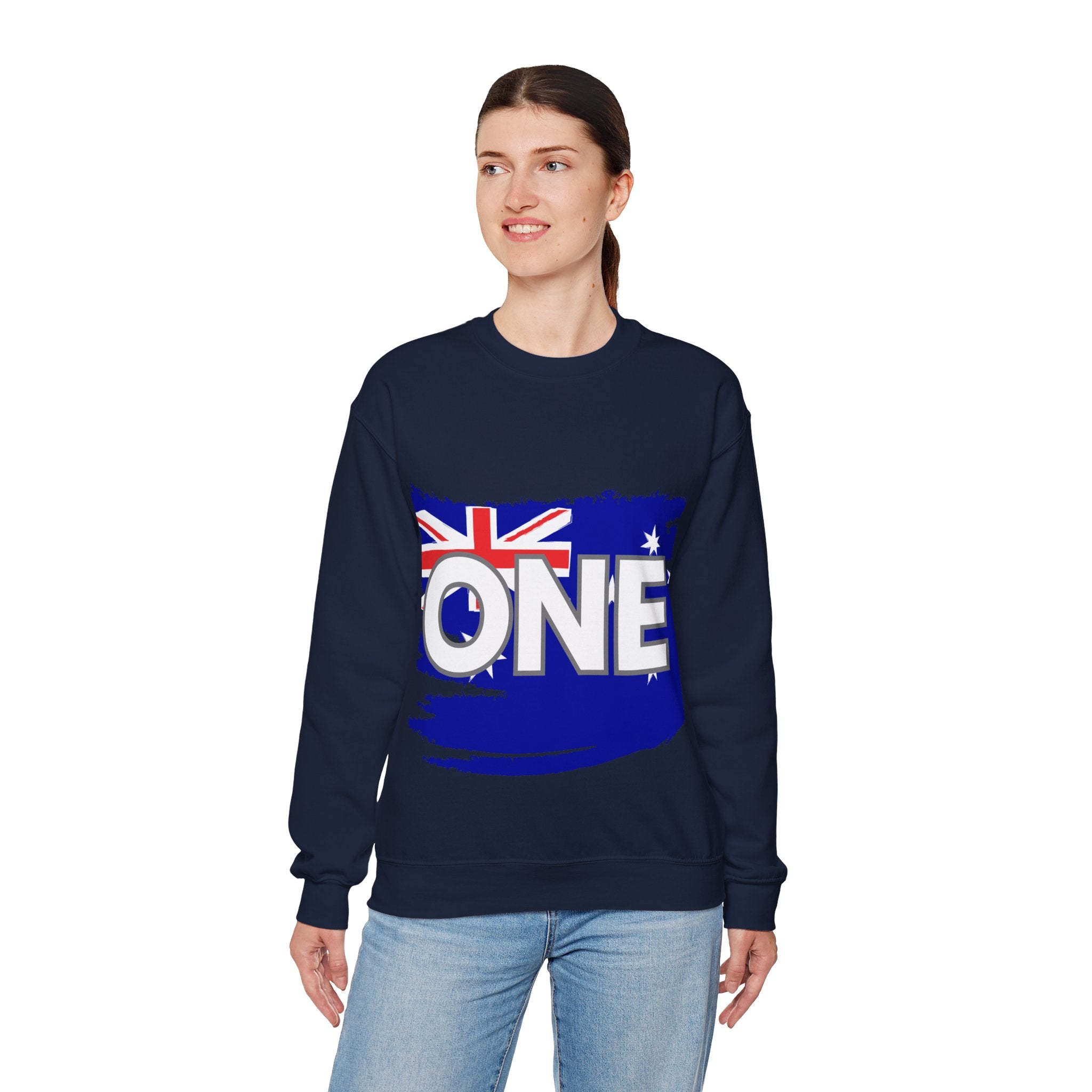 Australia ONE Torn Flag Crewneck Unity Sweatshirt – Patriotic Aussie Map Design