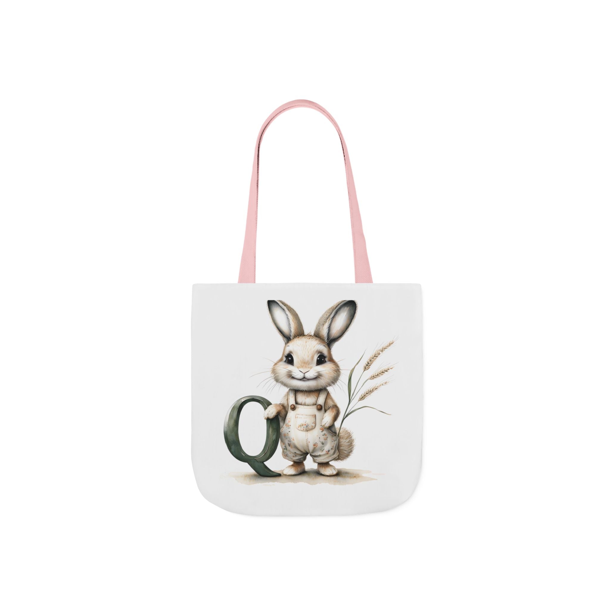 Cute Letter Q Rabbit Canvas Tote Bag - Eco-Friendly Shopping, Gift Bag, Farmer's Market, Kid's Lunch, Summer Fun