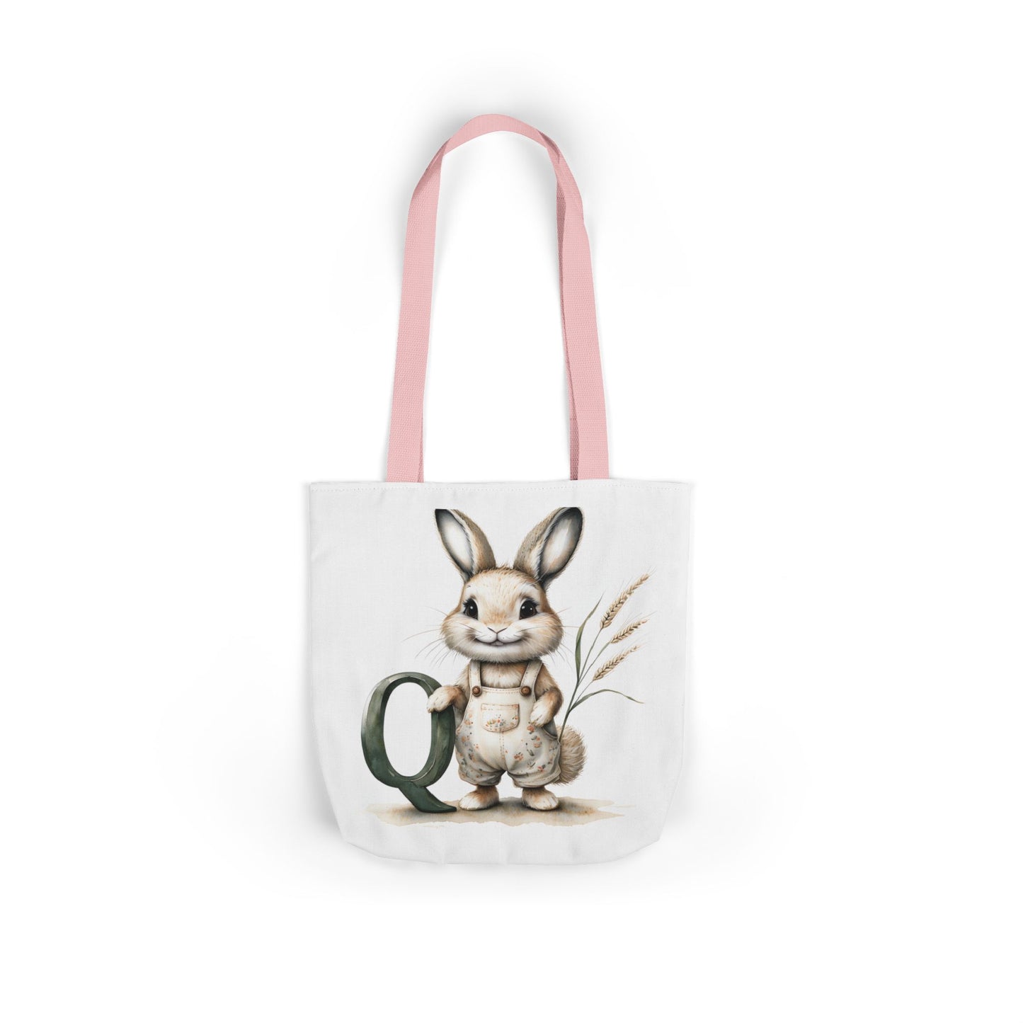 Cute Letter Q Rabbit Canvas Tote Bag - Eco-Friendly Shopping, Gift Bag, Farmer's Market, Kid's Lunch, Summer Fun