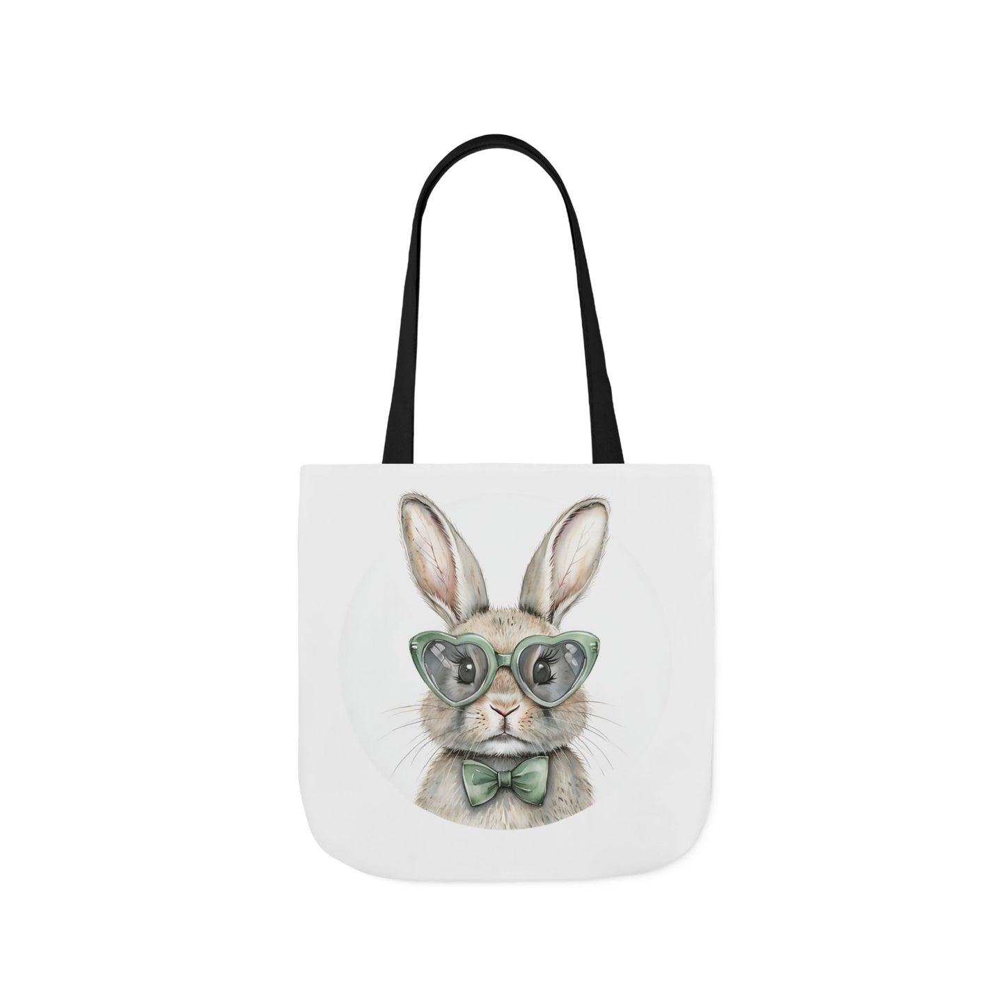 Playful Double Sided Bunny Canvas Tote Bag with 5-Color Straps, Eco-Friendly, Spring Gift, Perfect for Easter, Cute Animal Lover Bag