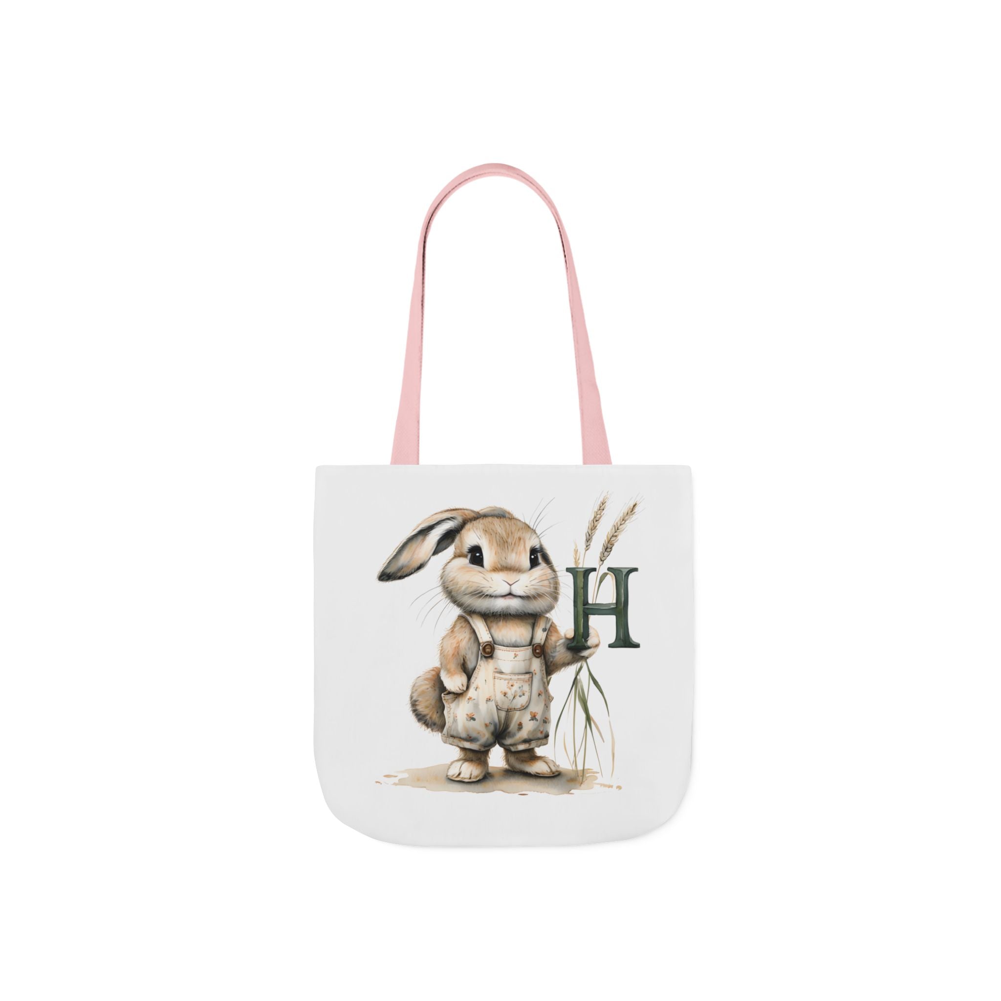 Cute Letter H Bunny Canvas Tote Bag, Ideal for Spring, Easter, Gardening, Eco-Friendly Shopping, Gift for Animal Lovers, Reusable Bag