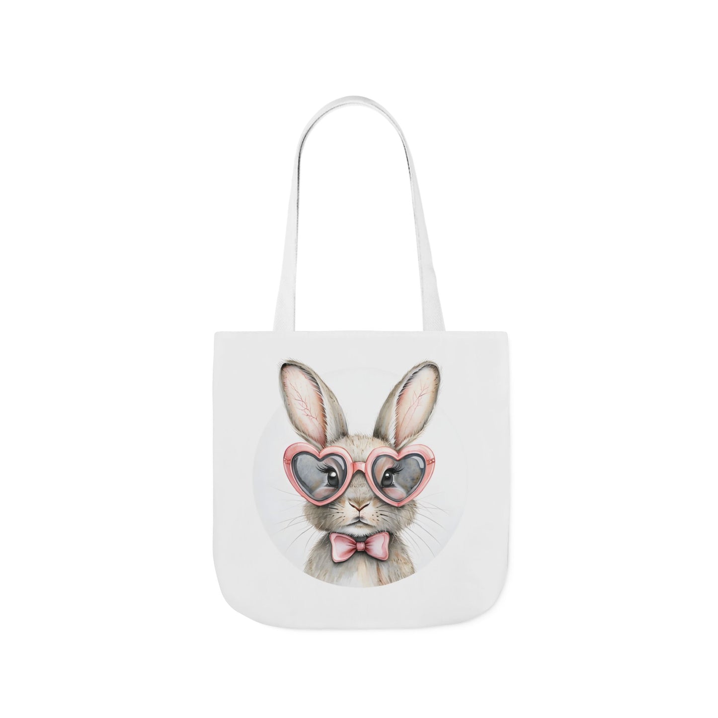 Cute Double Sided Bunny Canvas Tote Bag, Eco-Friendly Shopping Bag, Easter Gift, Spring Style Tote, Bunny Lover's Tote 3-Color Straps