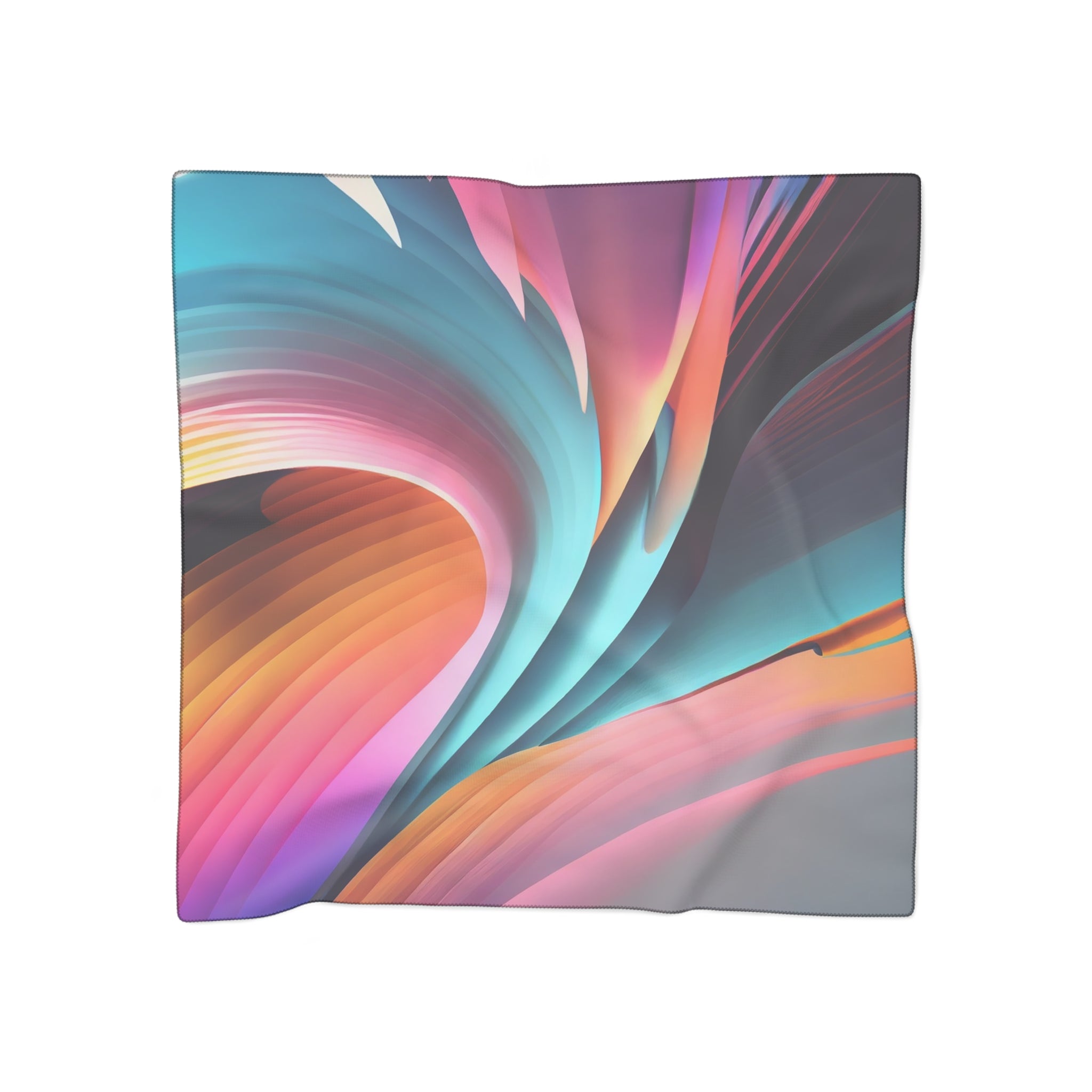 Abstract Pastel Wave Poly Scarf — Lightweight Silk-Look Fashion Scarf