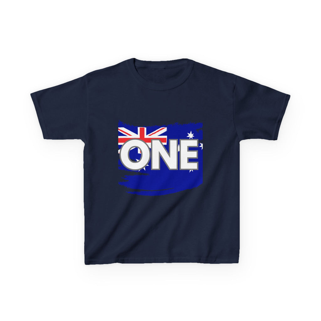Kids Tee — "ONE" Australia Map Torn Flag Unity Design
