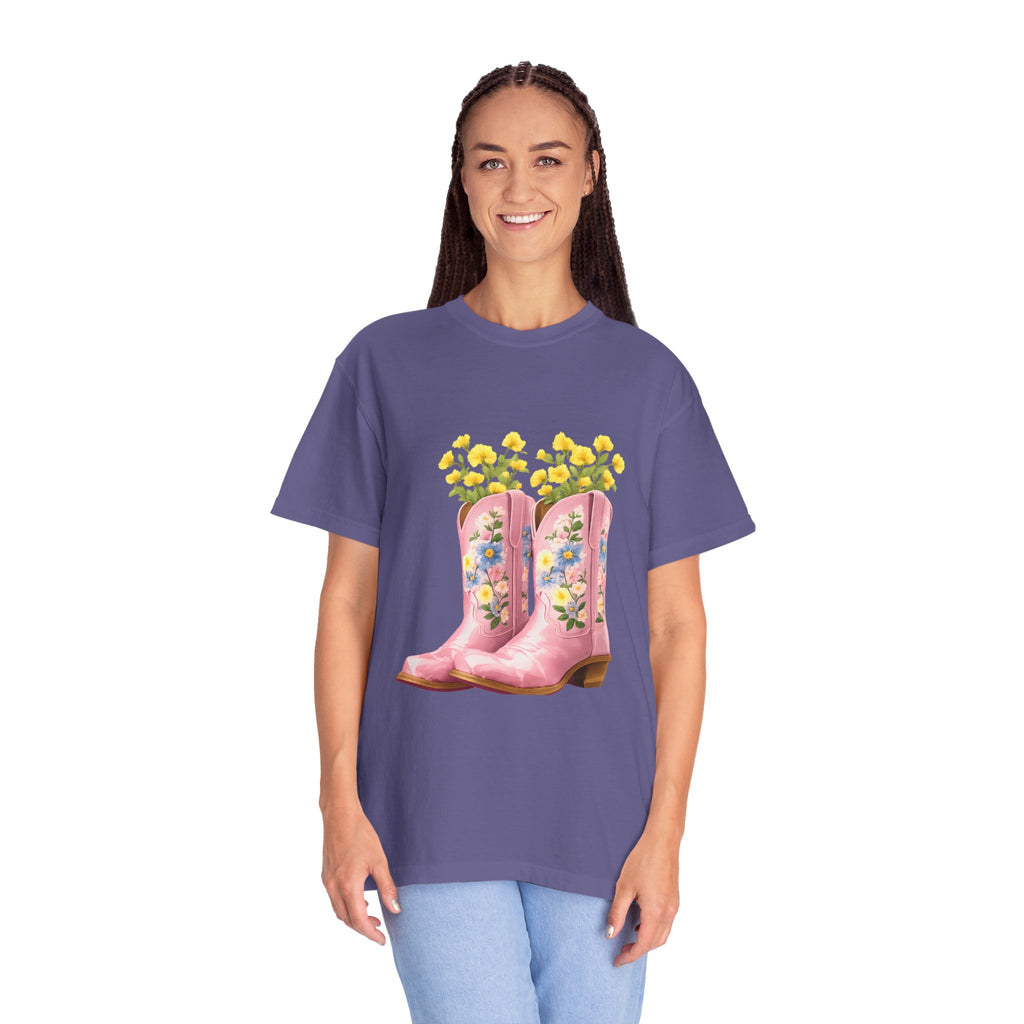Walk A Mile Smiling T-Shirt – Cowboy Boot Graphic Tee