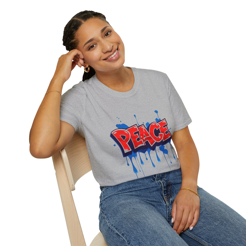 Red Peace Graffiti T-Shirt Ladies — Paint Drip Streetwear Tee