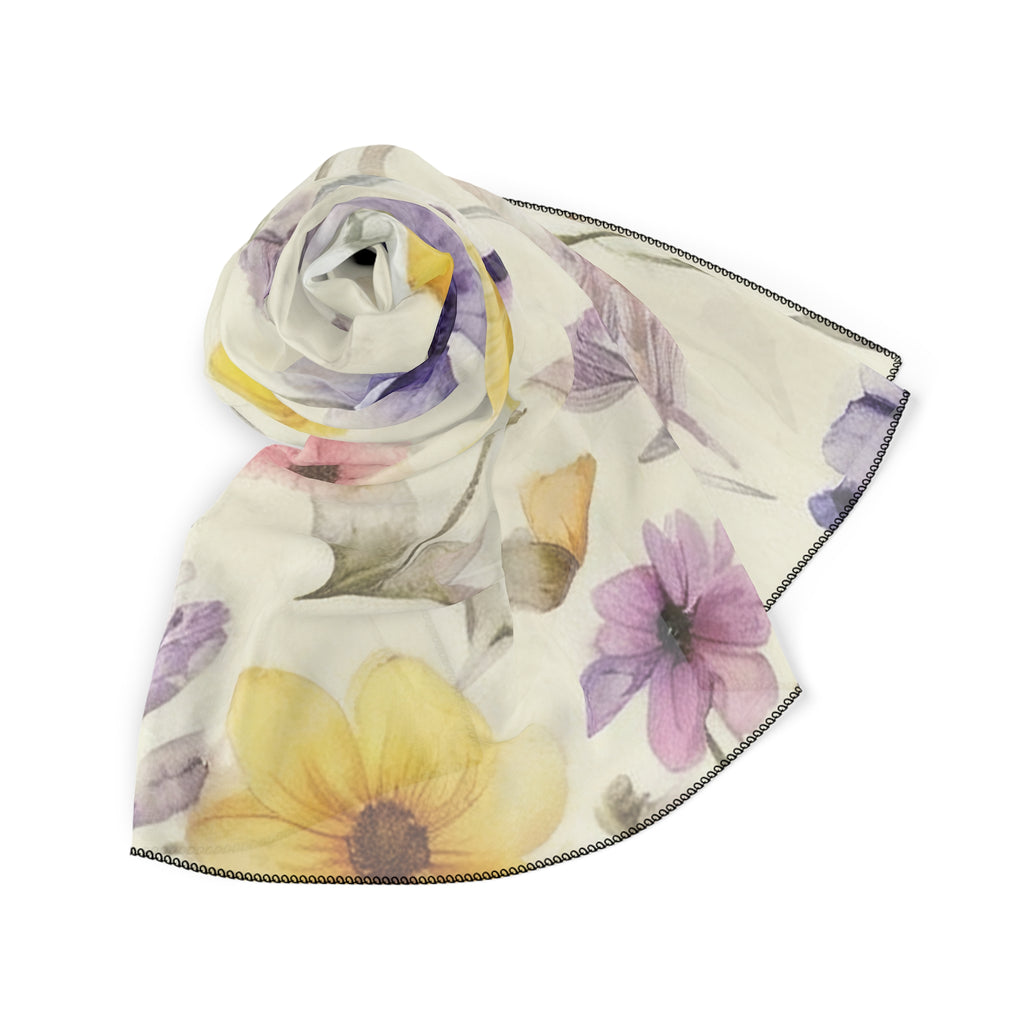 Mauve Pastel Floral Silk-Look Scarf — Soft Garden Print