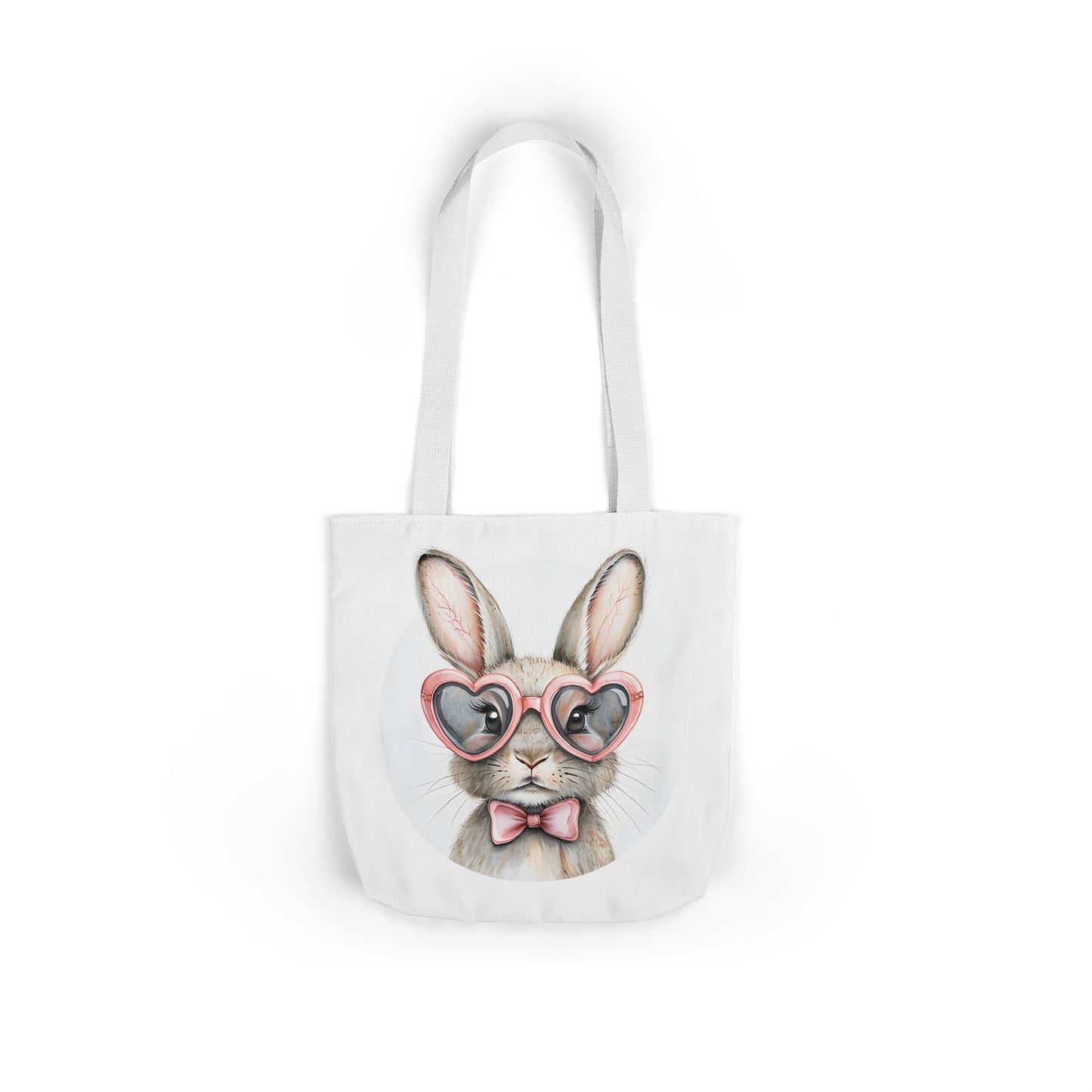 Cute Double Sided Bunny Canvas Tote Bag, Eco-Friendly Shopping Bag, Easter Gift, Spring Style Tote, Bunny Lover's Tote 3-Color Straps
