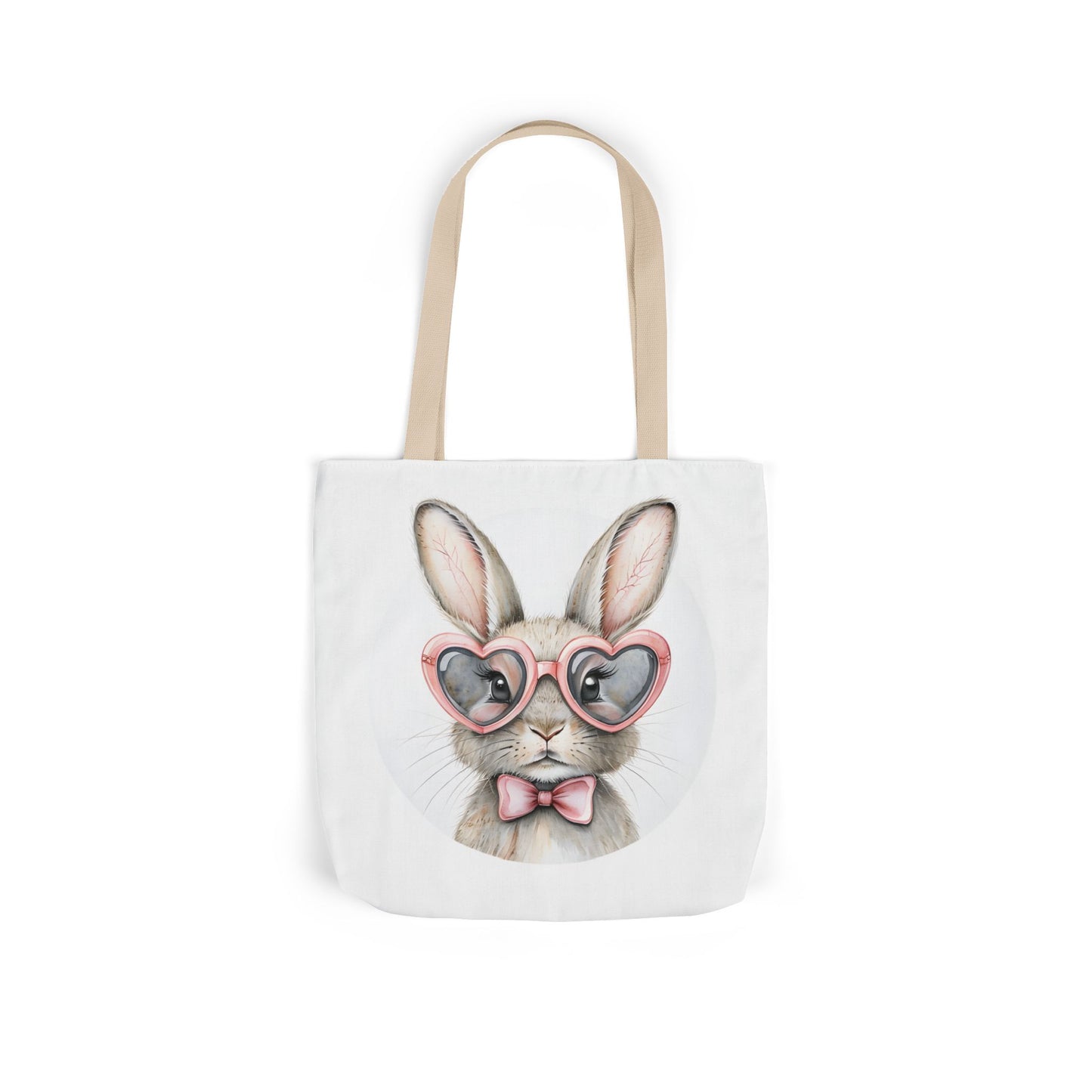Cute Double Sided Bunny Canvas Tote Bag, Eco-Friendly Shopping Bag, Easter Gift, Spring Style Tote, Bunny Lover's Tote 3-Color Straps