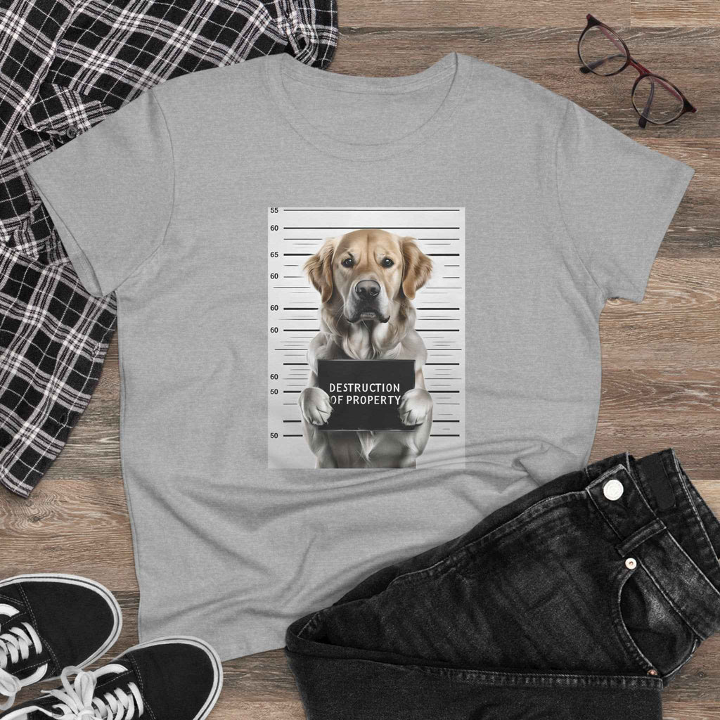 Playful Dog Mugshot Tee for Animal Lovers, Funny Shirt, Gift for Dog Moms, Pet Lovers Apparel, Cute Cotton Tee