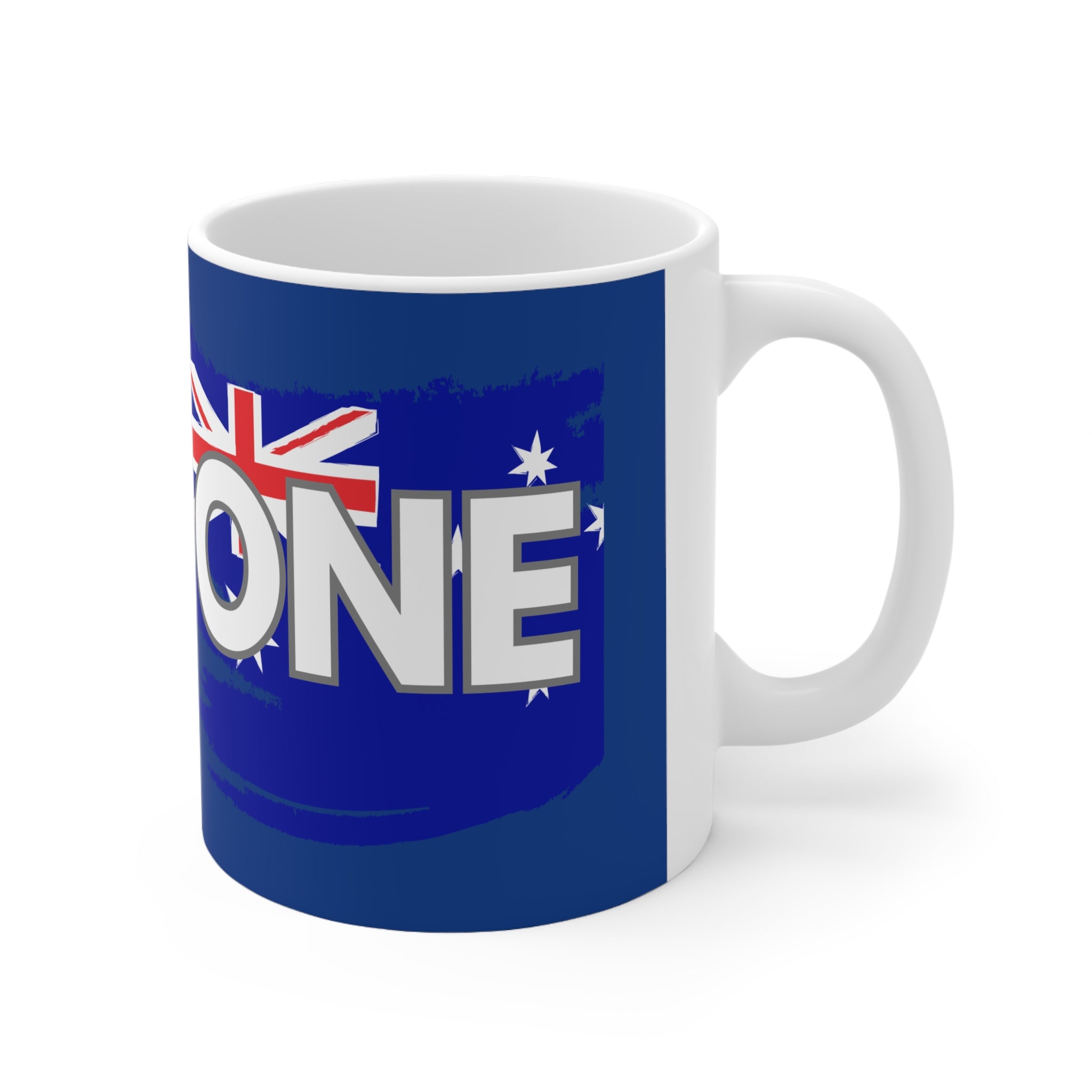 Australia ONE Torn Flag Map Unity Blue Ceramic Coffee Mug — 11oz