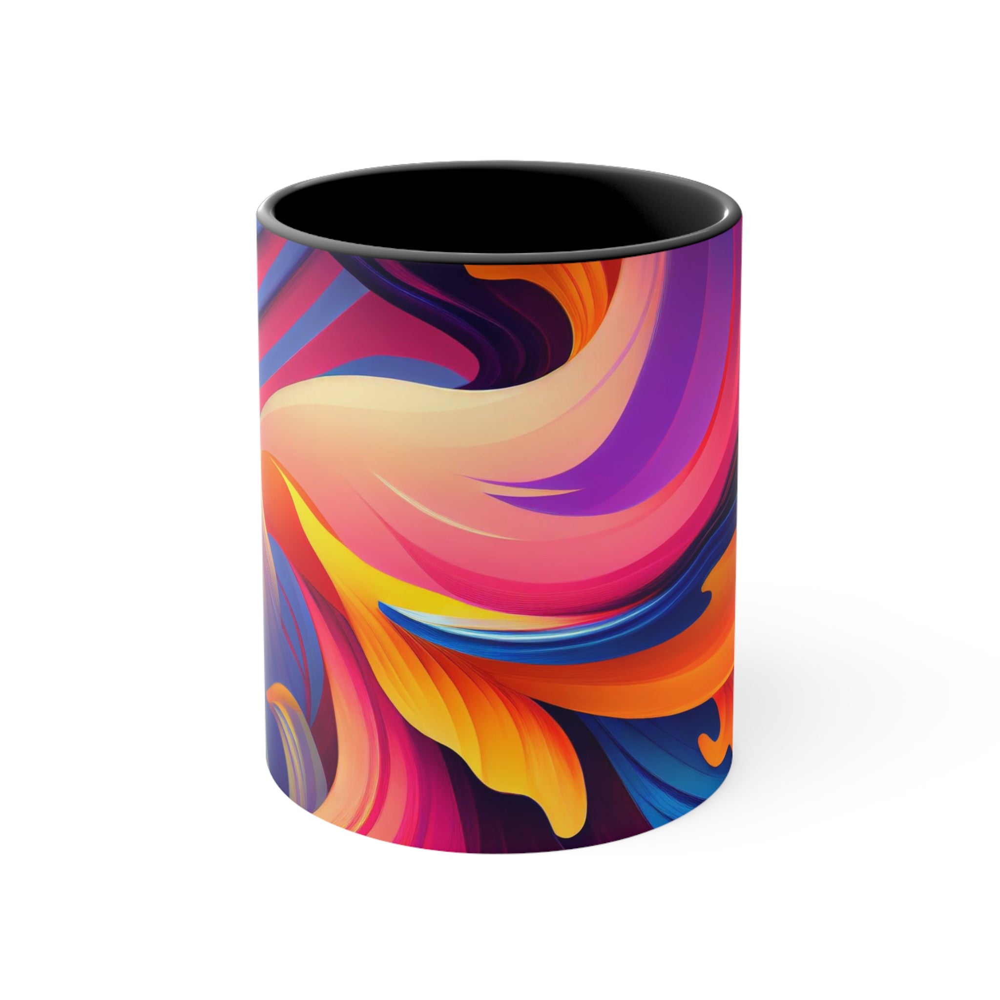 Colorful Wavy Accent Mug — 11oz Bright Ceramic Coffee Cup