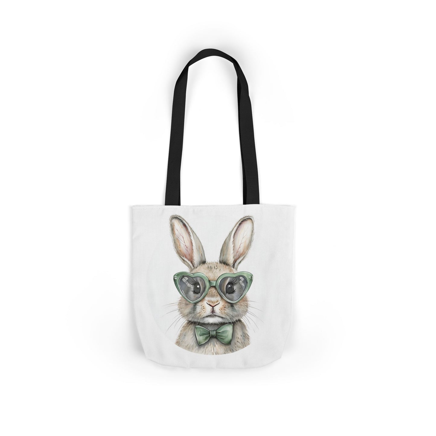 Playful Double Sided Bunny Canvas Tote Bag with 5-Color Straps, Eco-Friendly, Spring Gift, Perfect for Easter, Cute Animal Lover Bag