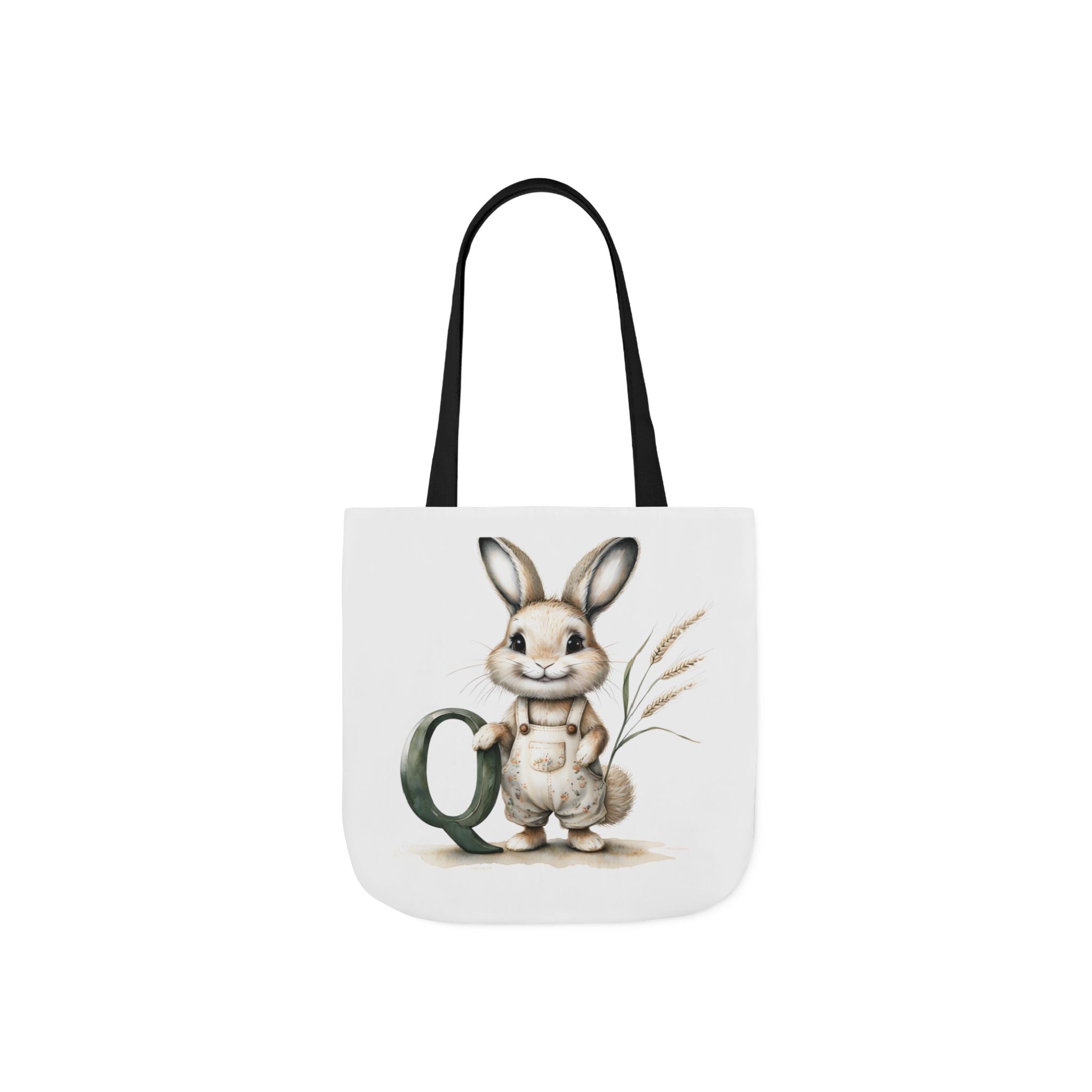 Cute Letter Q Rabbit Canvas Tote Bag - Eco-Friendly Shopping, Gift Bag, Farmer's Market, Kid's Lunch, Summer Fun