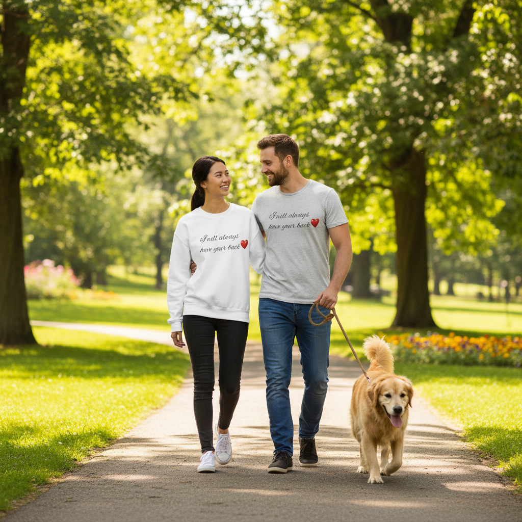 I will always have your back Unisex Heavy Blend™ Crewneck Sweatshirt Couple Back Print  - Comfortable Crewneck, Holiday Gift, Wedding Gift