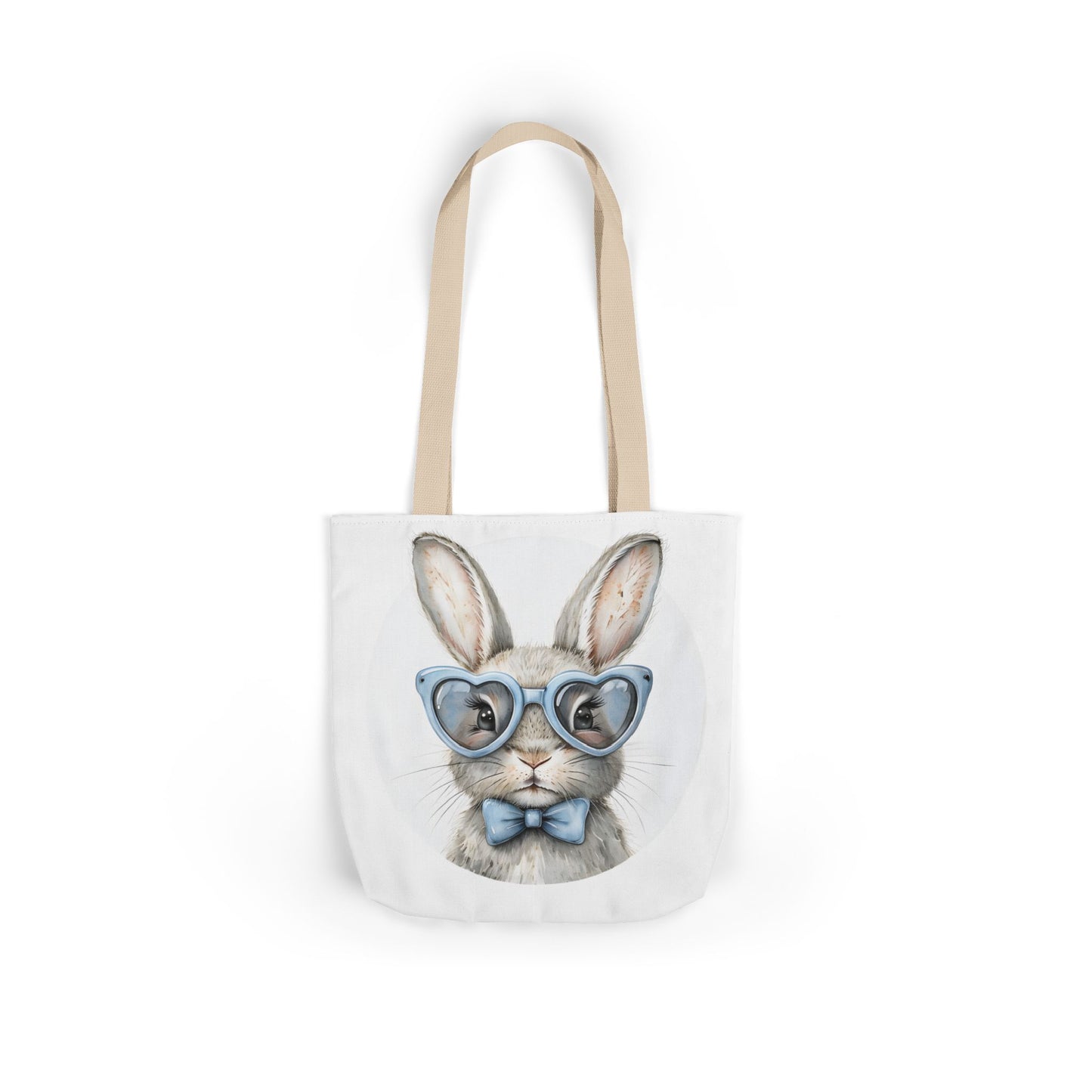 Cute Double Sided Bunny Canvas Tote Bag, Eco-Friendly Shopping Bag, Easter Gift, Spring Style Tote, Bunny Lover's Tote, 3-Color Straps