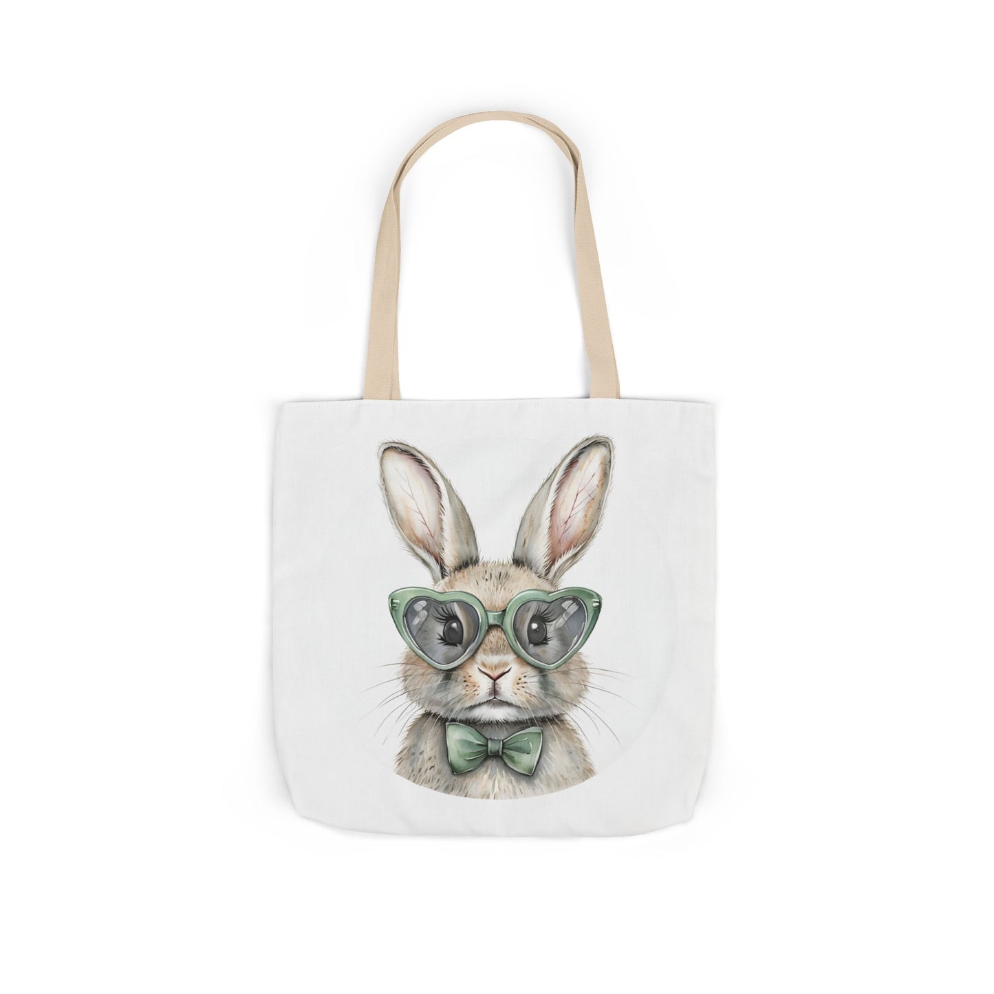 Playful Double Sided Bunny Canvas Tote Bag with 5-Color Straps, Eco-Friendly, Spring Gift, Perfect for Easter, Cute Animal Lover Bag