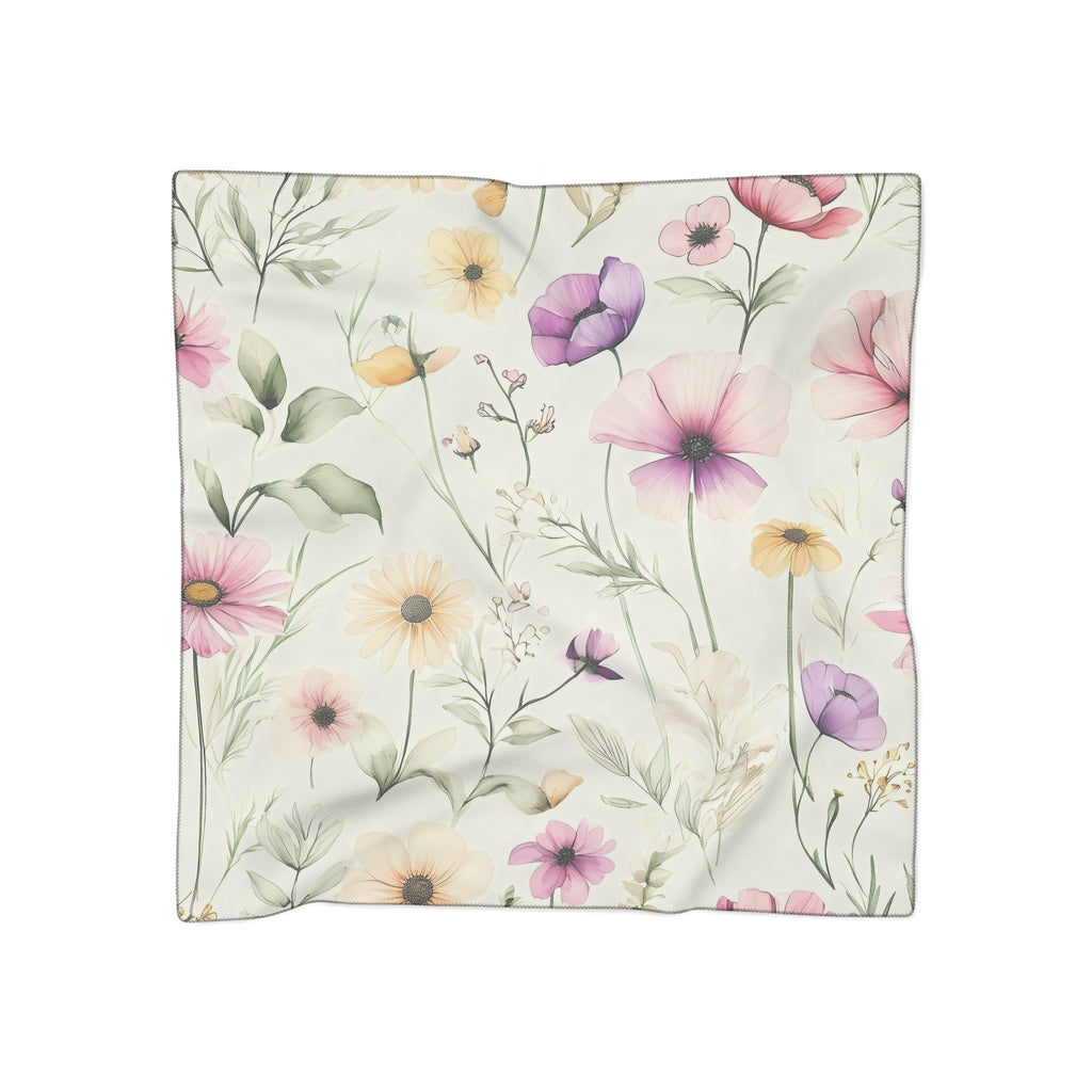 Pastel Delicate Floral Silk-Look Scarf — Soft Garden Print