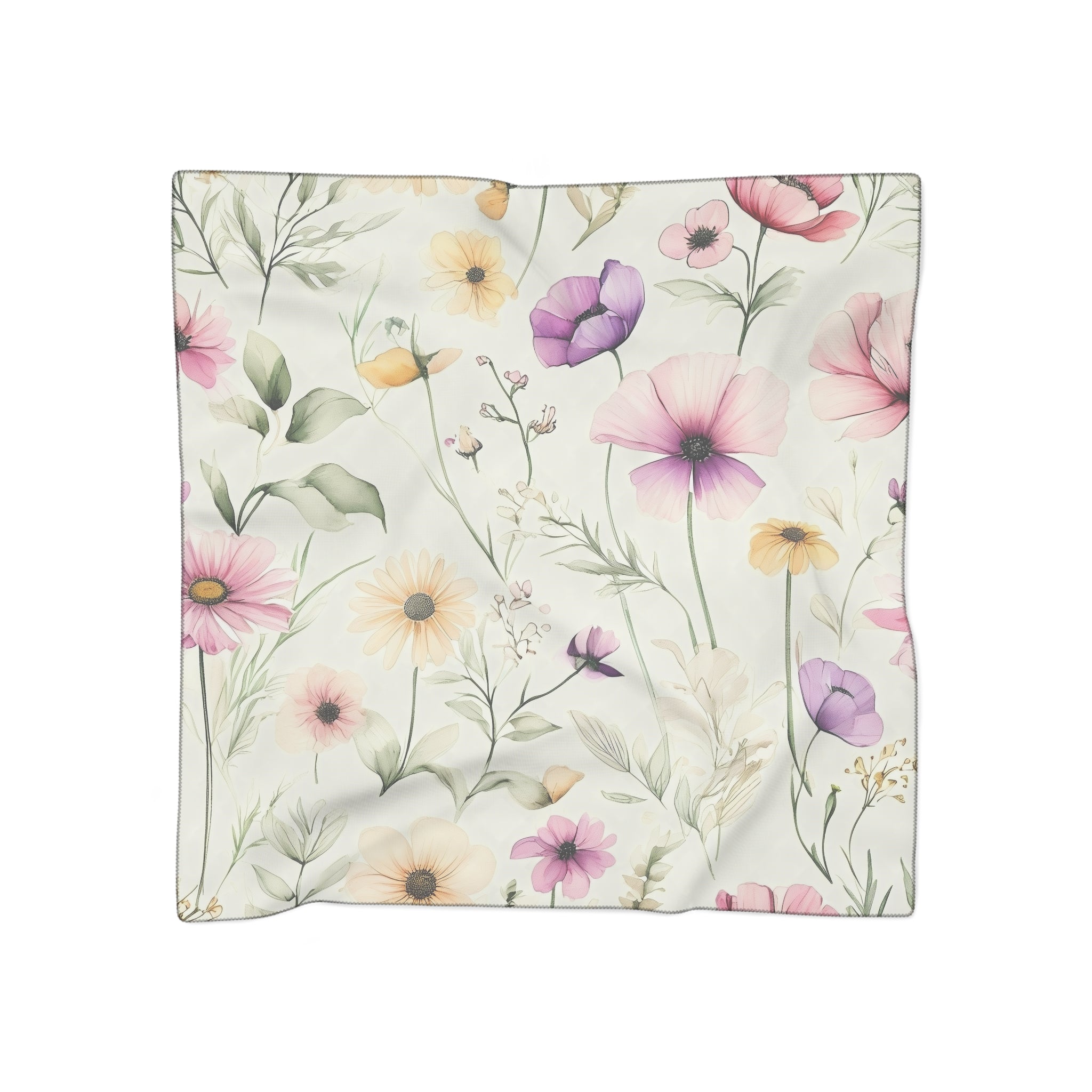 Pastel Delicate Floral Silk-Look Scarf — Soft Garden Print
