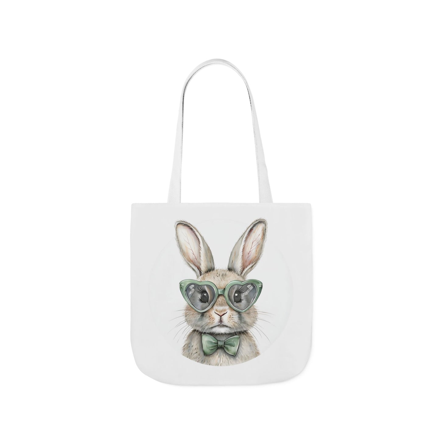 Playful Double Sided Bunny Canvas Tote Bag with 5-Color Straps, Eco-Friendly, Spring Gift, Perfect for Easter, Cute Animal Lover Bag