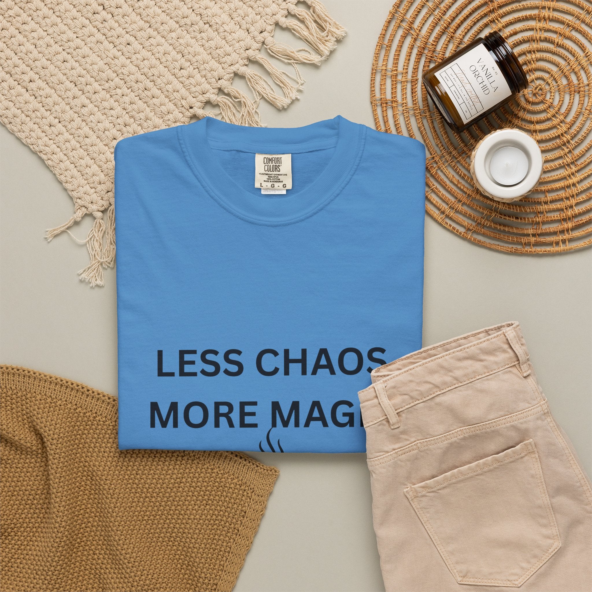 Less Chaos, More Magic T-Shirt — Cozy Coffee Cup Graphic Tee