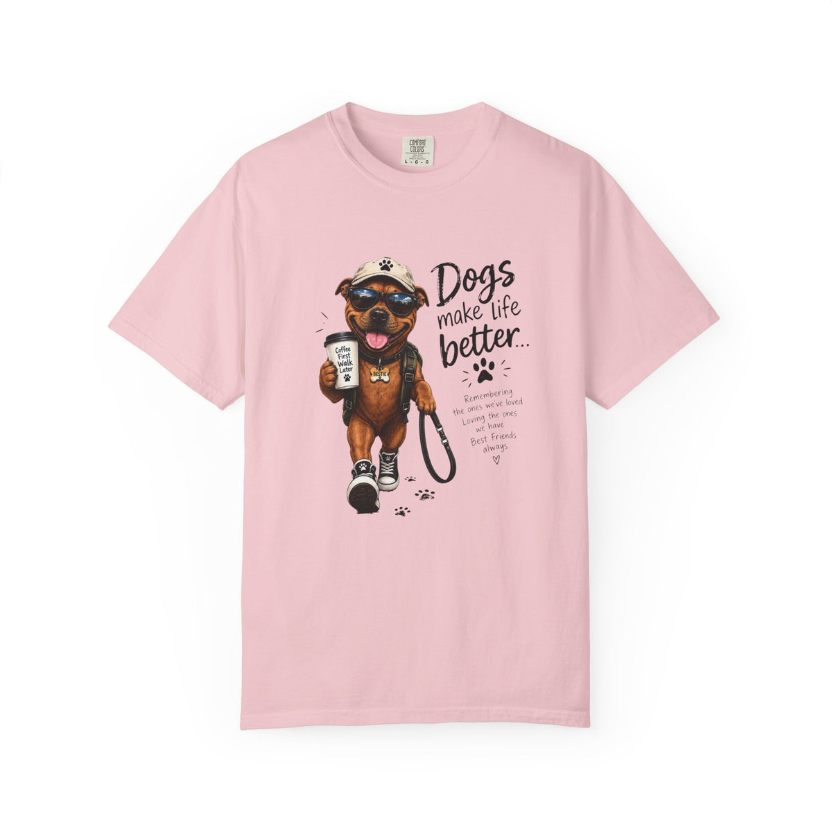 Dog Lovers Staffy T‑Shirt — "Dogs Make Life Better" Graphic Tee