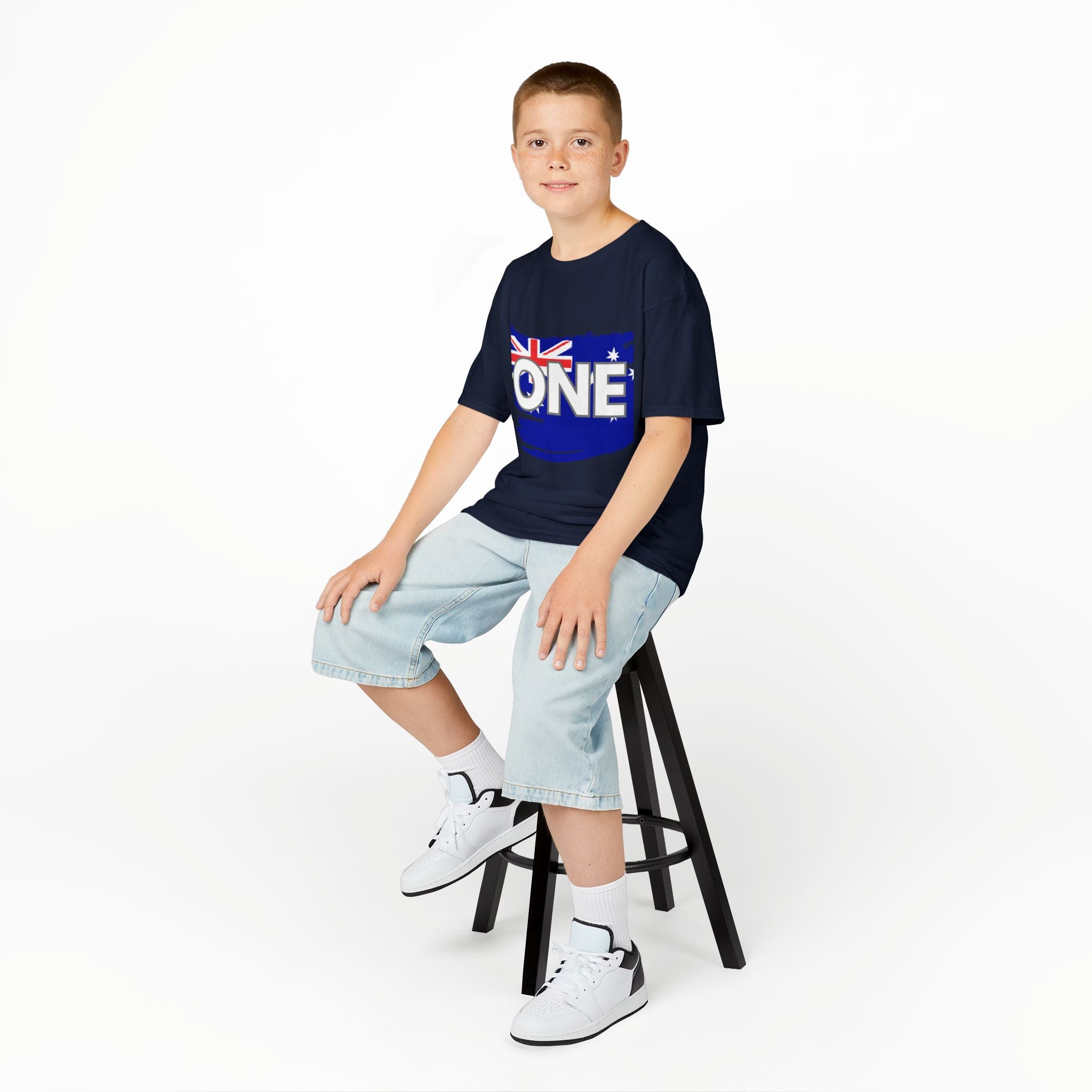 Kids Tee — "ONE" Australia Map Torn Flag Unity Design (Patriotic Australia Day Shirt)