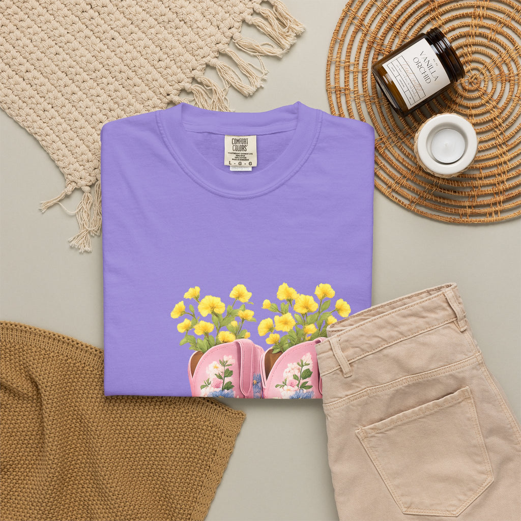 Walk A Mile Smiling T-Shirt – Cowboy Boot Graphic Tee