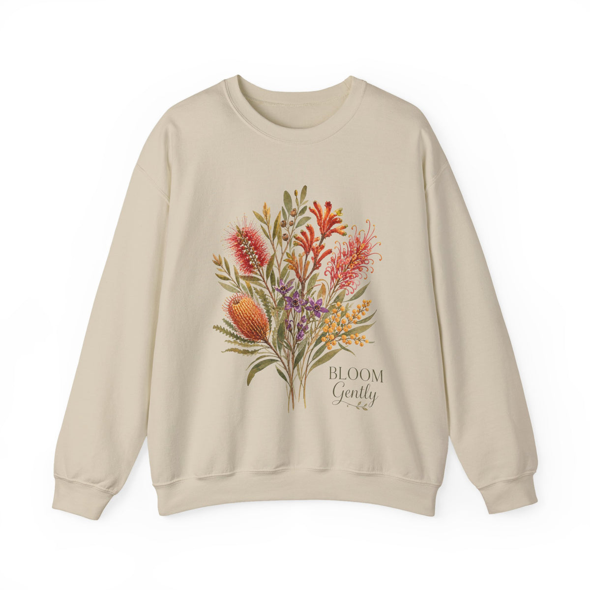 Floral Bouquet Sweatshirt — "Bloom Gently" Botanical Crewneck