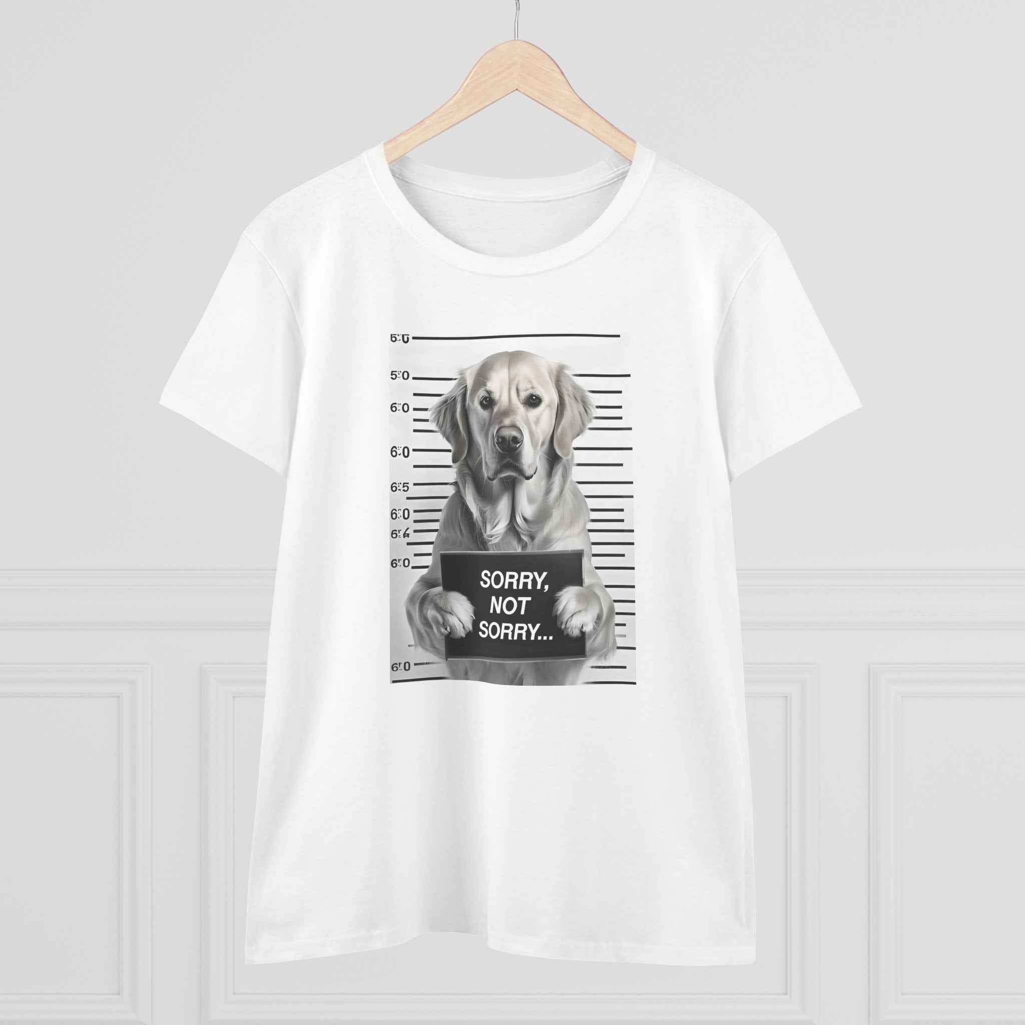 Funny Dog Mugshot Tee, Casual Cotton T-Shirt, Pet Lover Apparel, Gift for Dog Owners, Humorous Dog Shirt, Sorry Not Sorry Tee