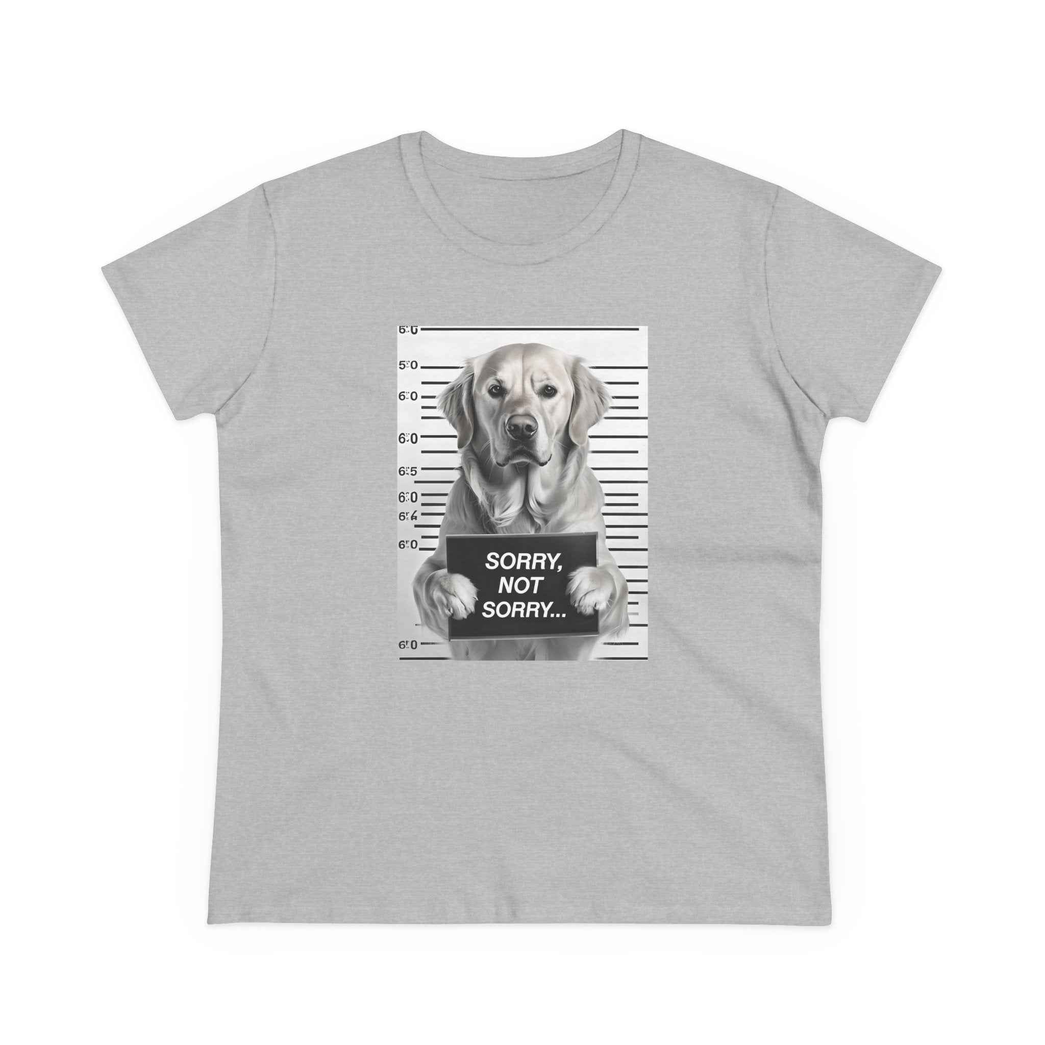 Funny Dog Mugshot Tee, Casual Cotton T-Shirt, Pet Lover Apparel, Gift for Dog Owners, Humorous Dog Shirt, Sorry Not Sorry Tee