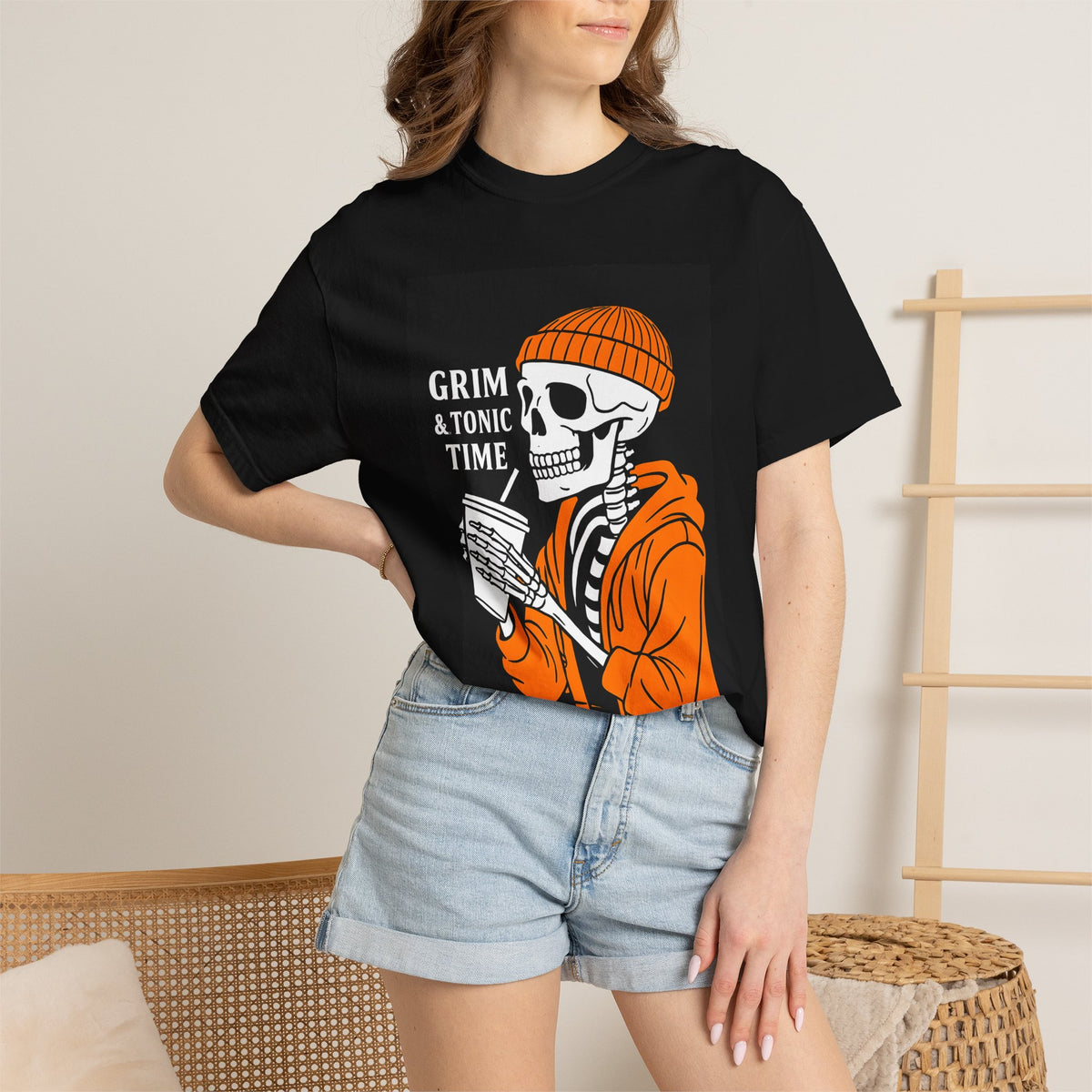 Halloween Grim & Tonic Time Black Unisex T-Shirt