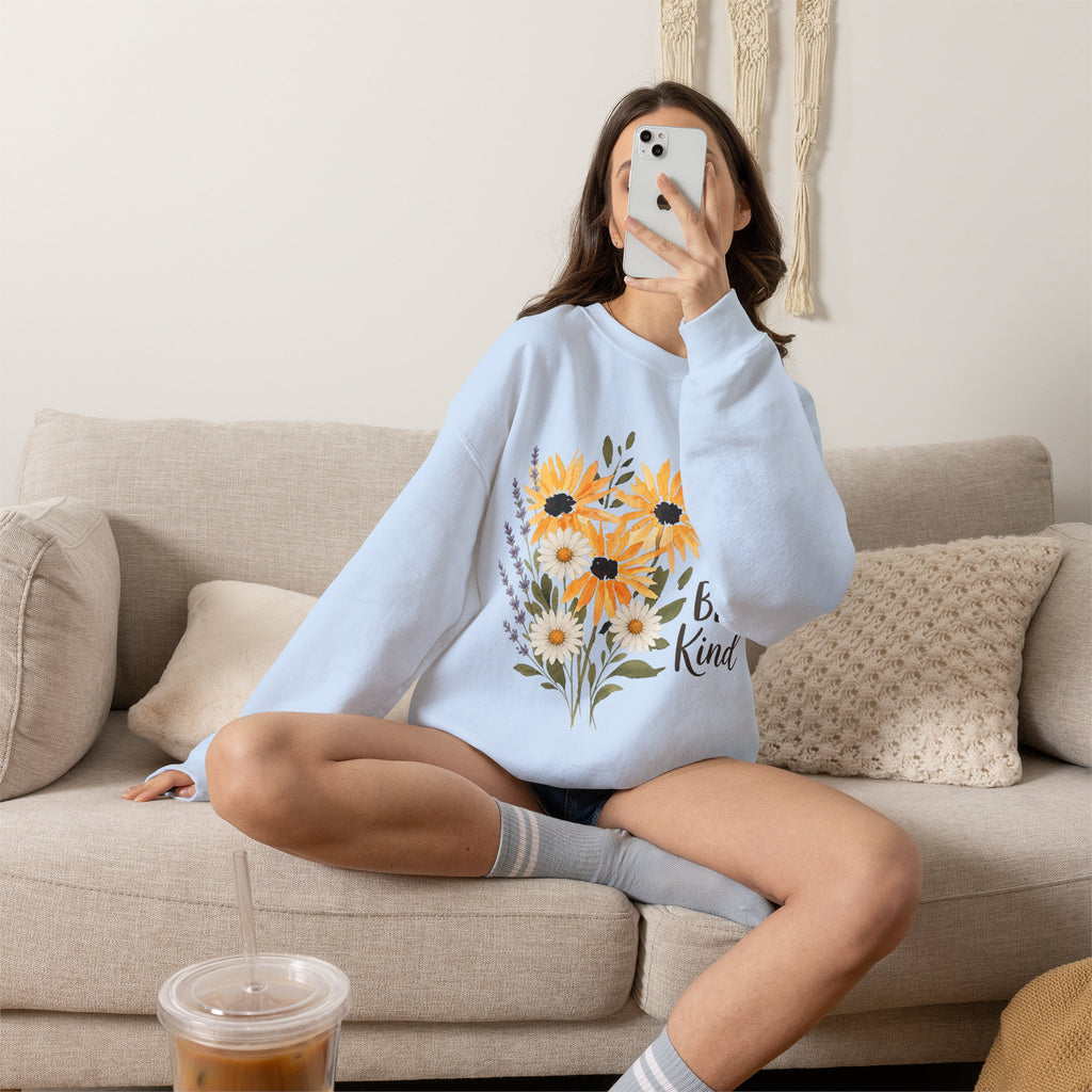 Bee Kind Floral Sweatshirt – Sunflower Bouquet Crewneck