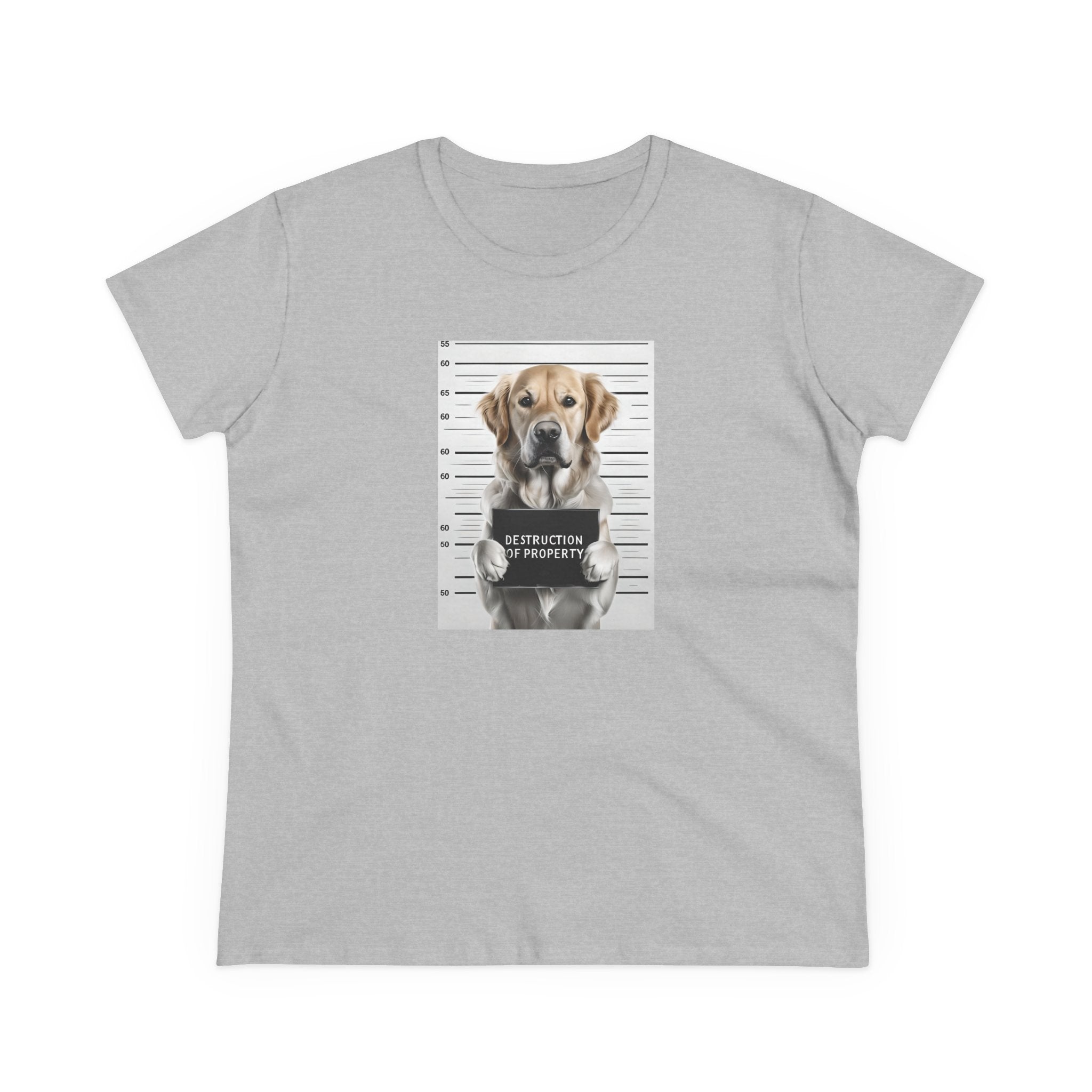 Sport grey dog graphic mugshot tee with front print and crew neck