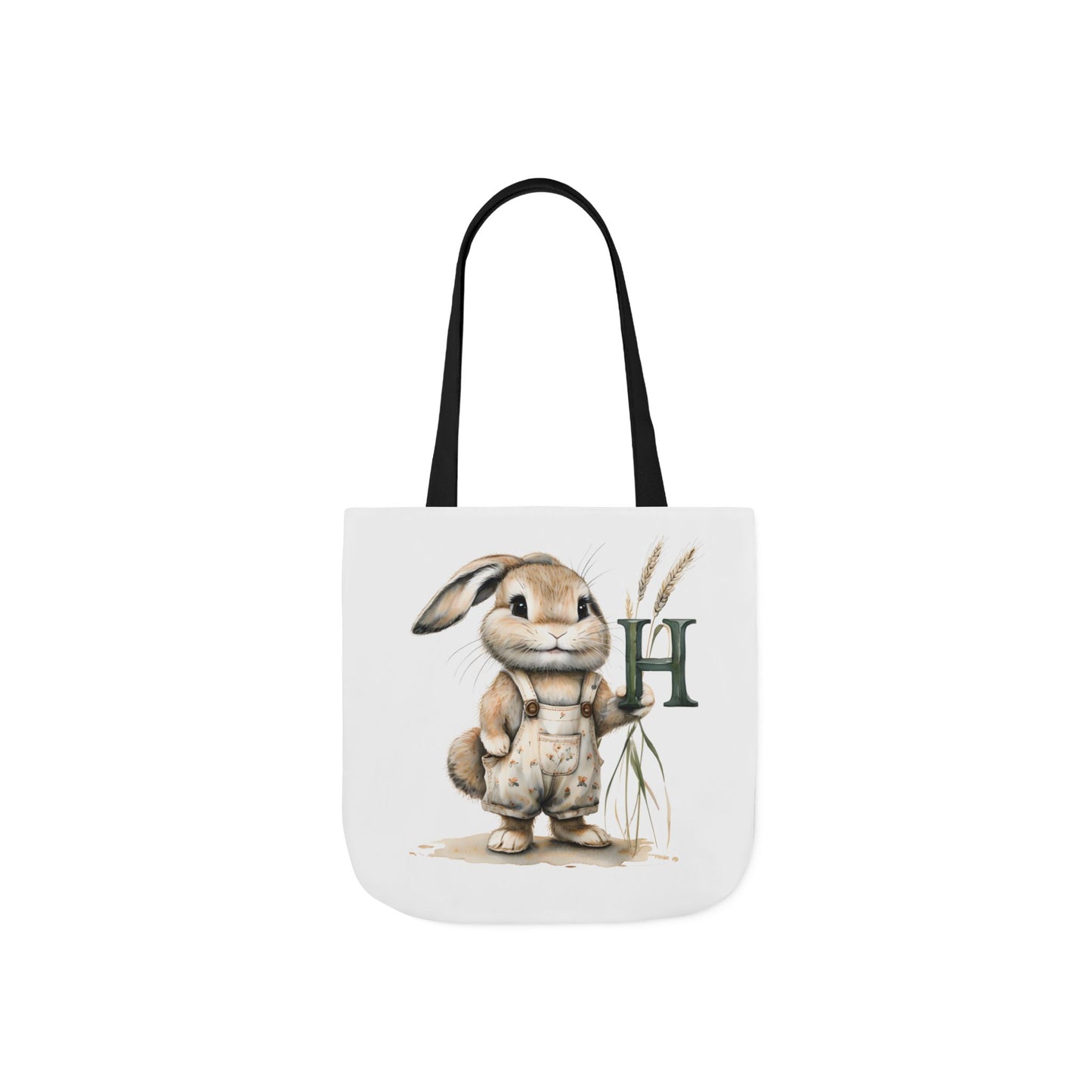 Cute Letter H Bunny Canvas Tote Bag, Ideal for Spring, Easter, Gardening, Eco-Friendly Shopping, Gift for Animal Lovers, Reusable Bag