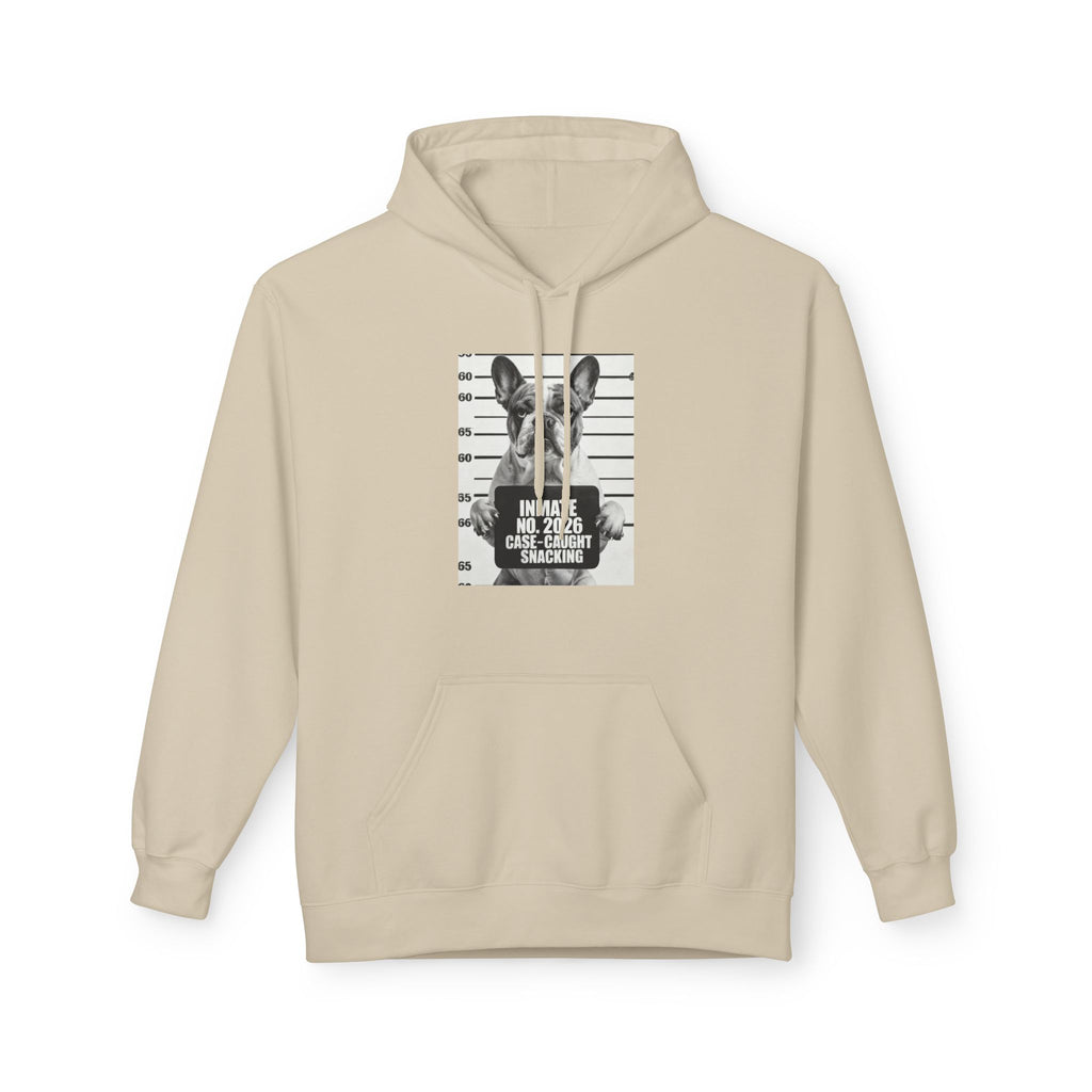 Sand hoodie with kangaroo pocket and French bulldog graphic print
