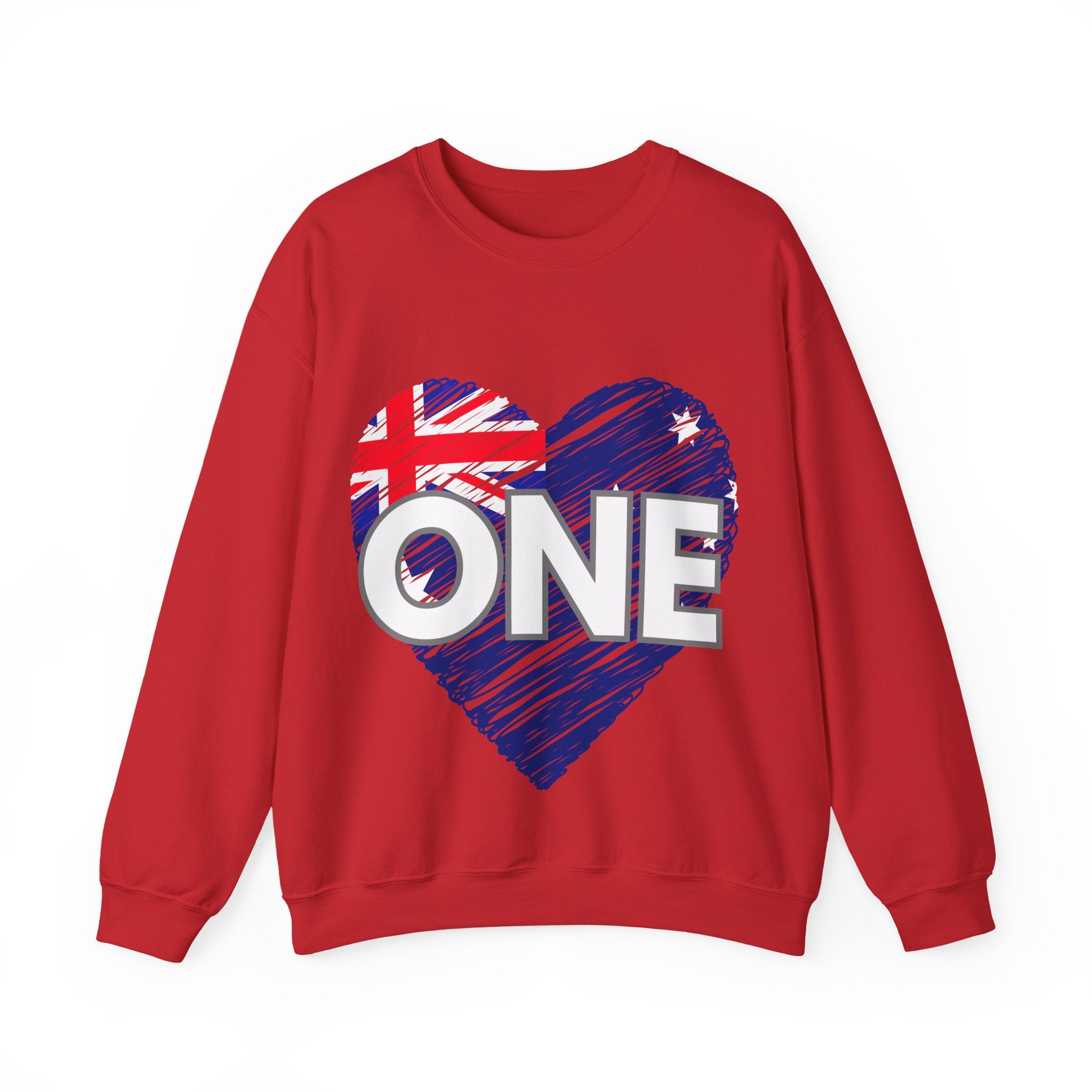Australia ONE Heart Crewneck Unity Sweatshirt – Patriotic Aussie Design