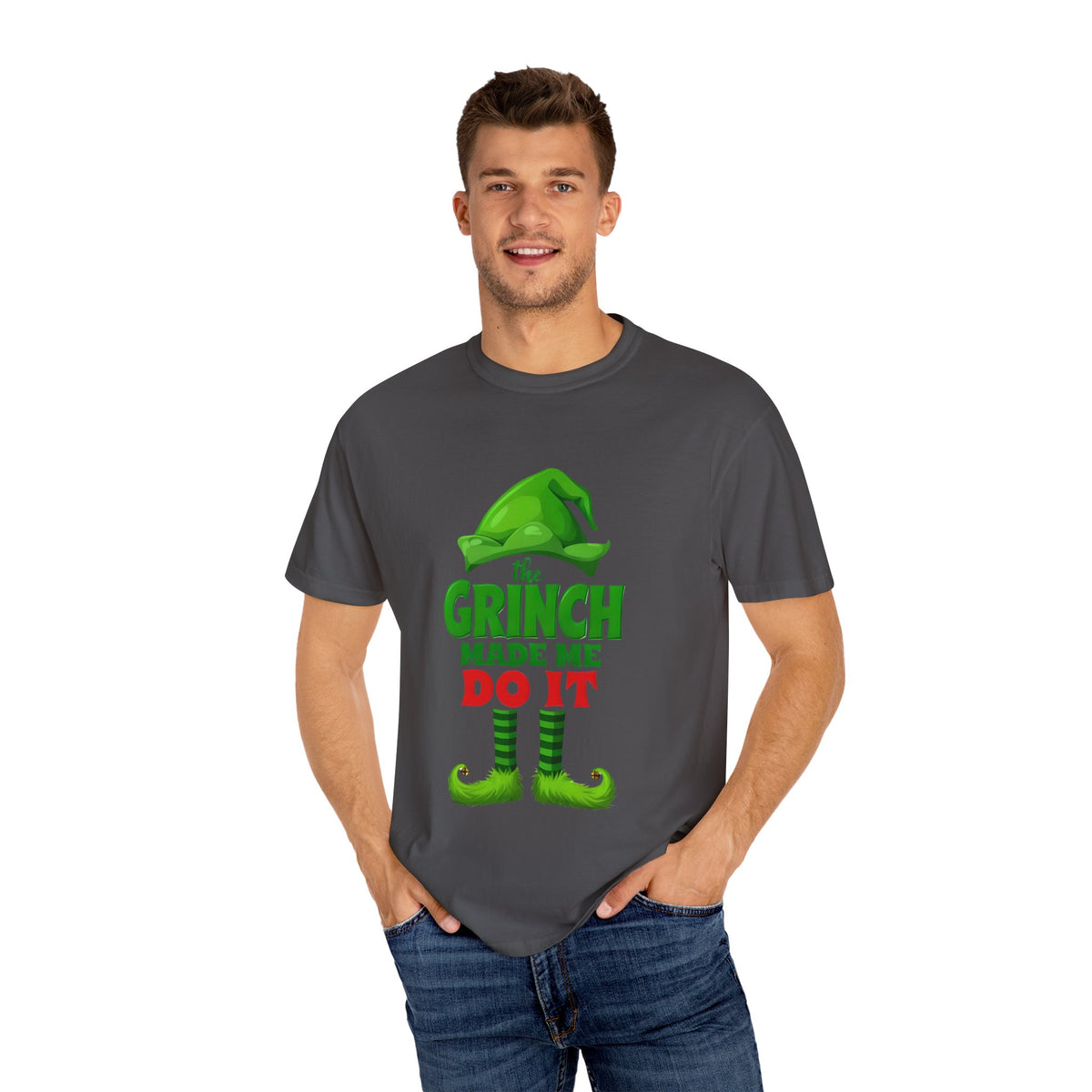 Unisex graphite t-shirt with centered green Grinch graphic and red DO IT text