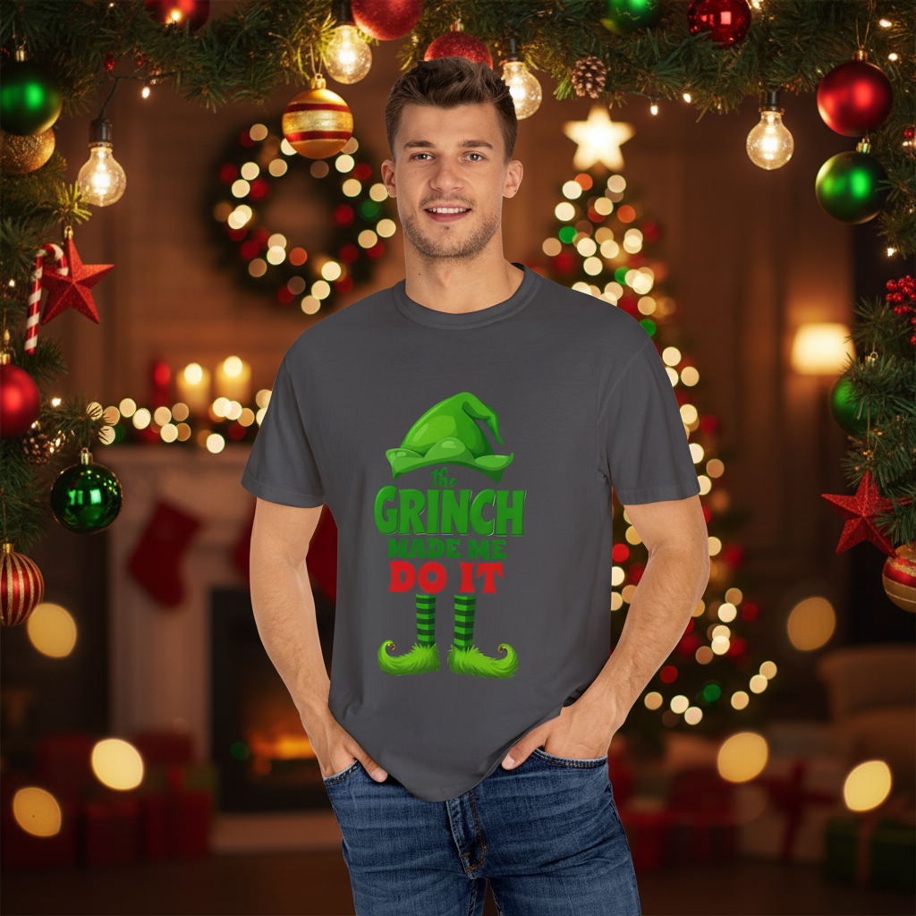 Unisex graphite t-shirt with green Grinch graphic and red DO IT text