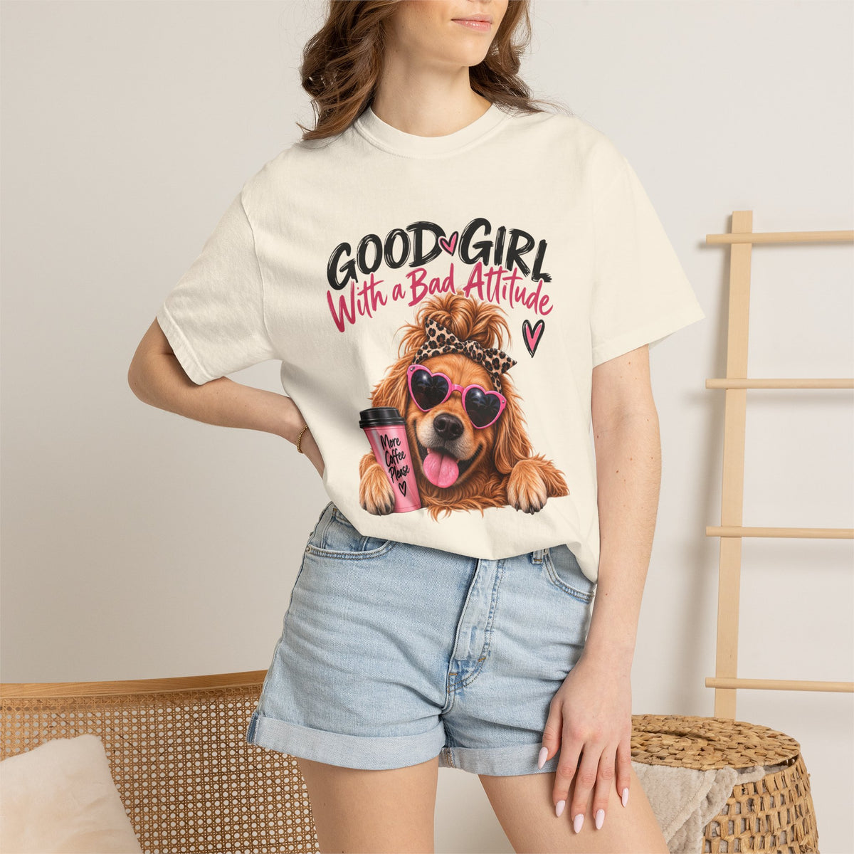 Good Girl With a Bad Attitude - Golden Retriever Graphic Tee